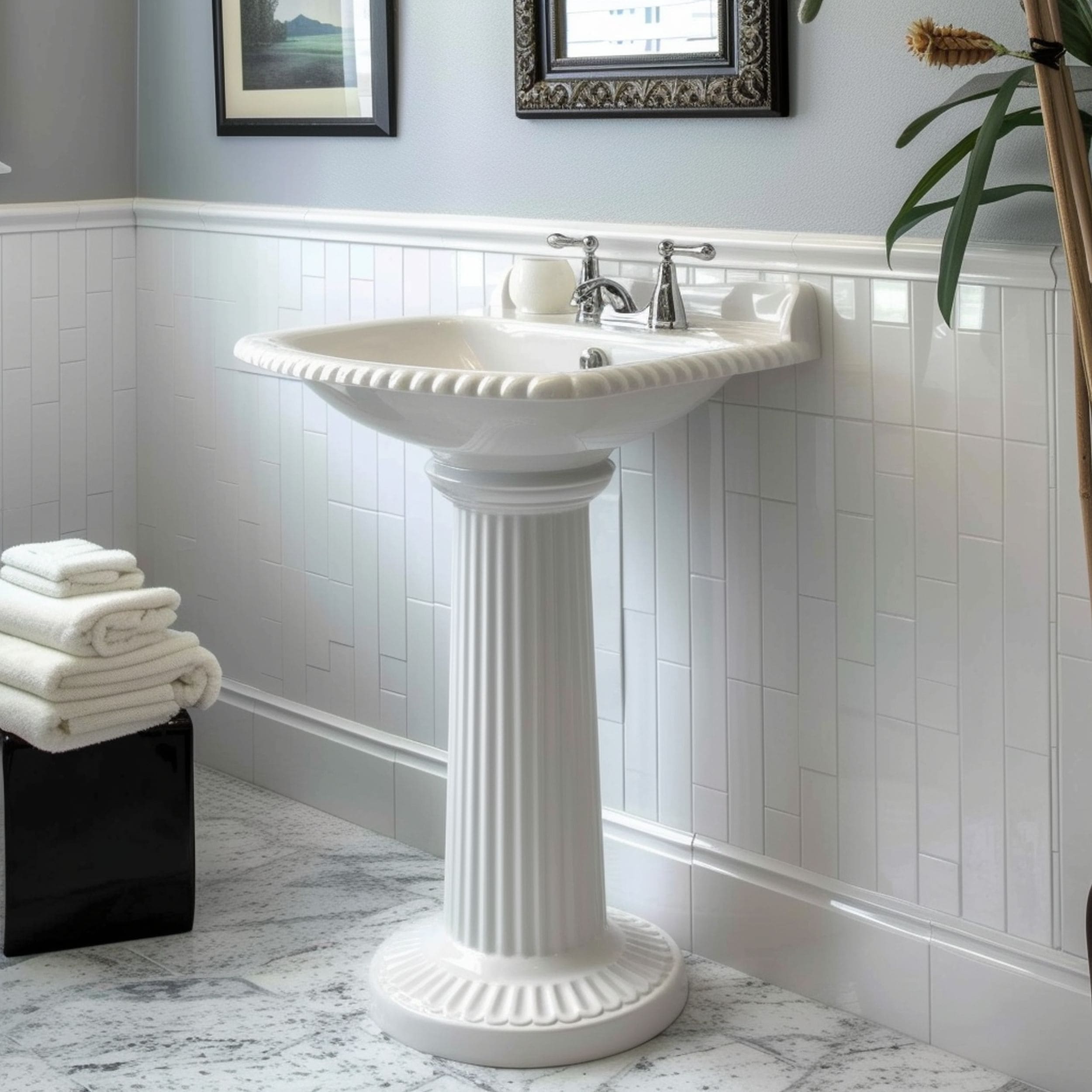 Pedestal Sink With Greek Column Design