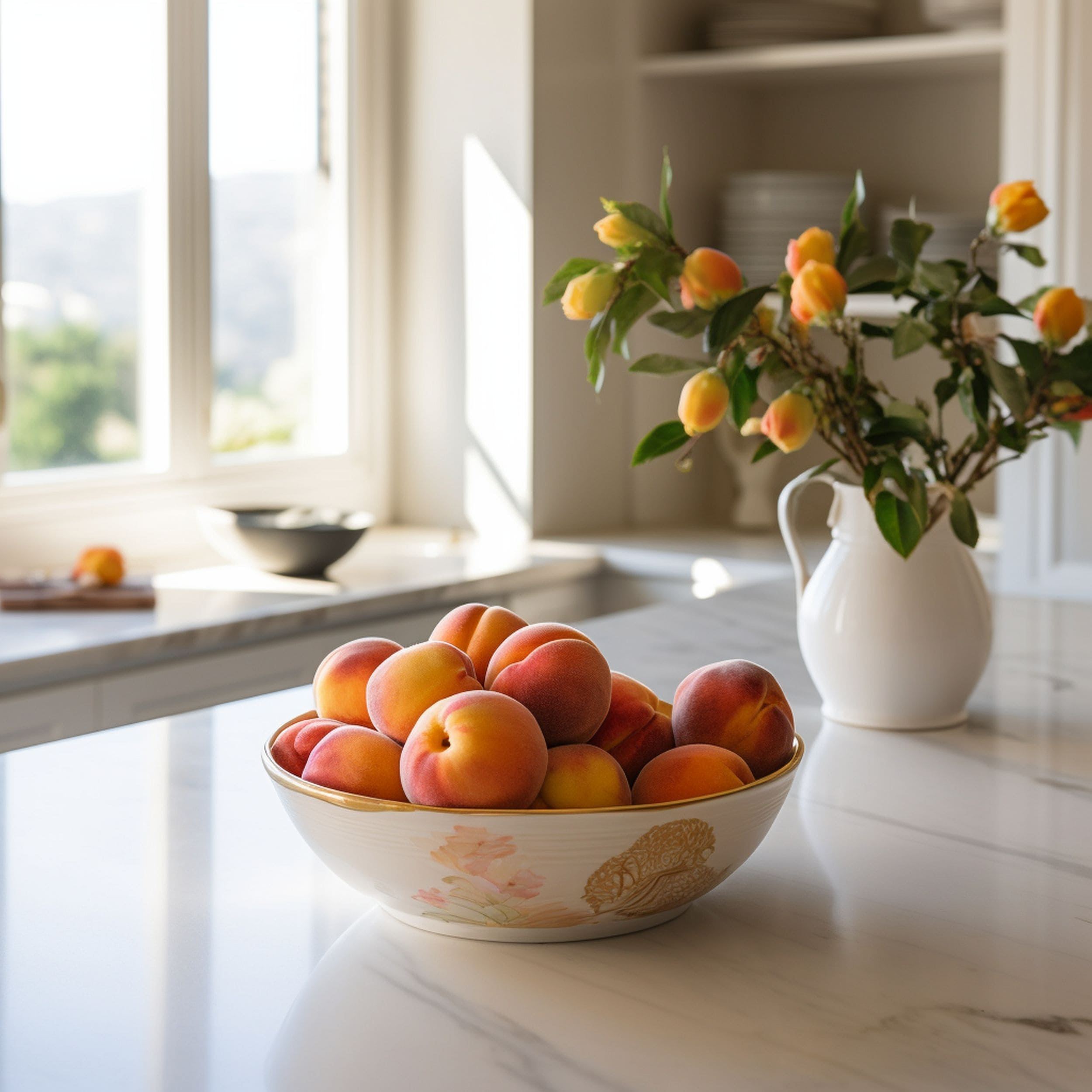 Bowl of Peaches in the Kitchen