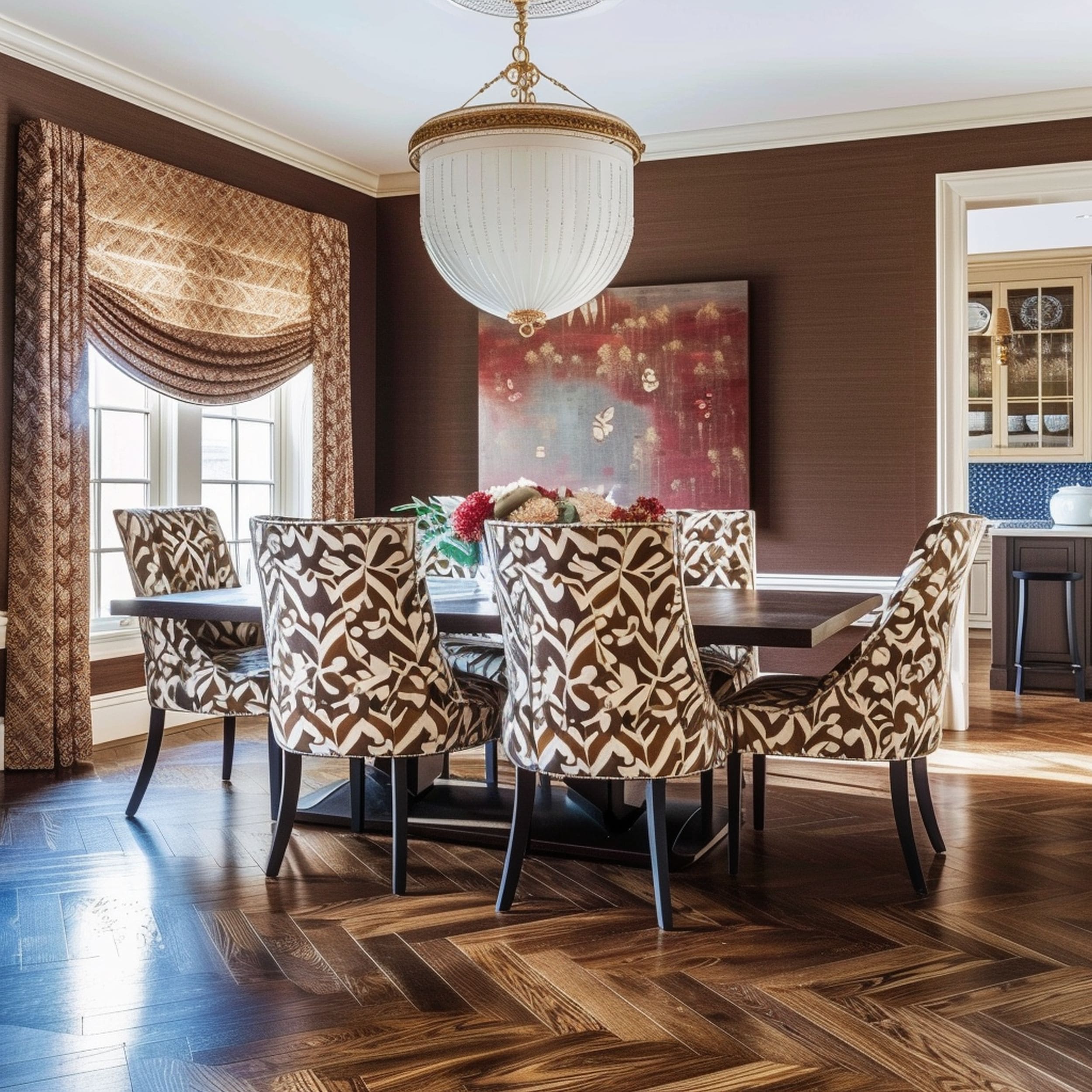Brown Transitional Dining Room