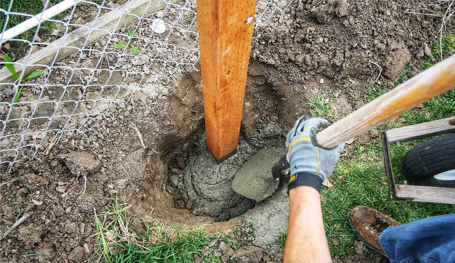Pouring Concrete in Fence Post Hole