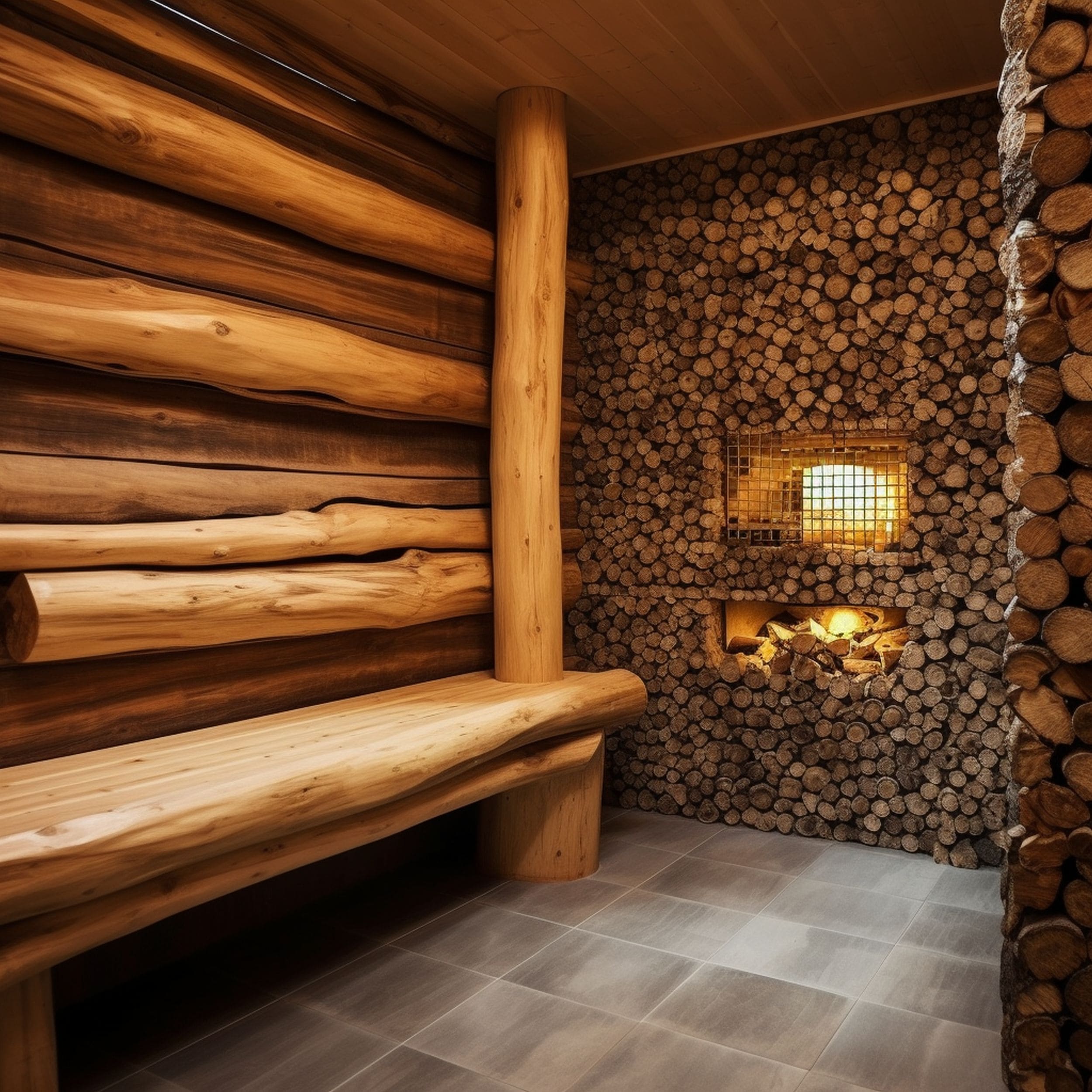 Indoor Sauna With Mountain Style Design Elements