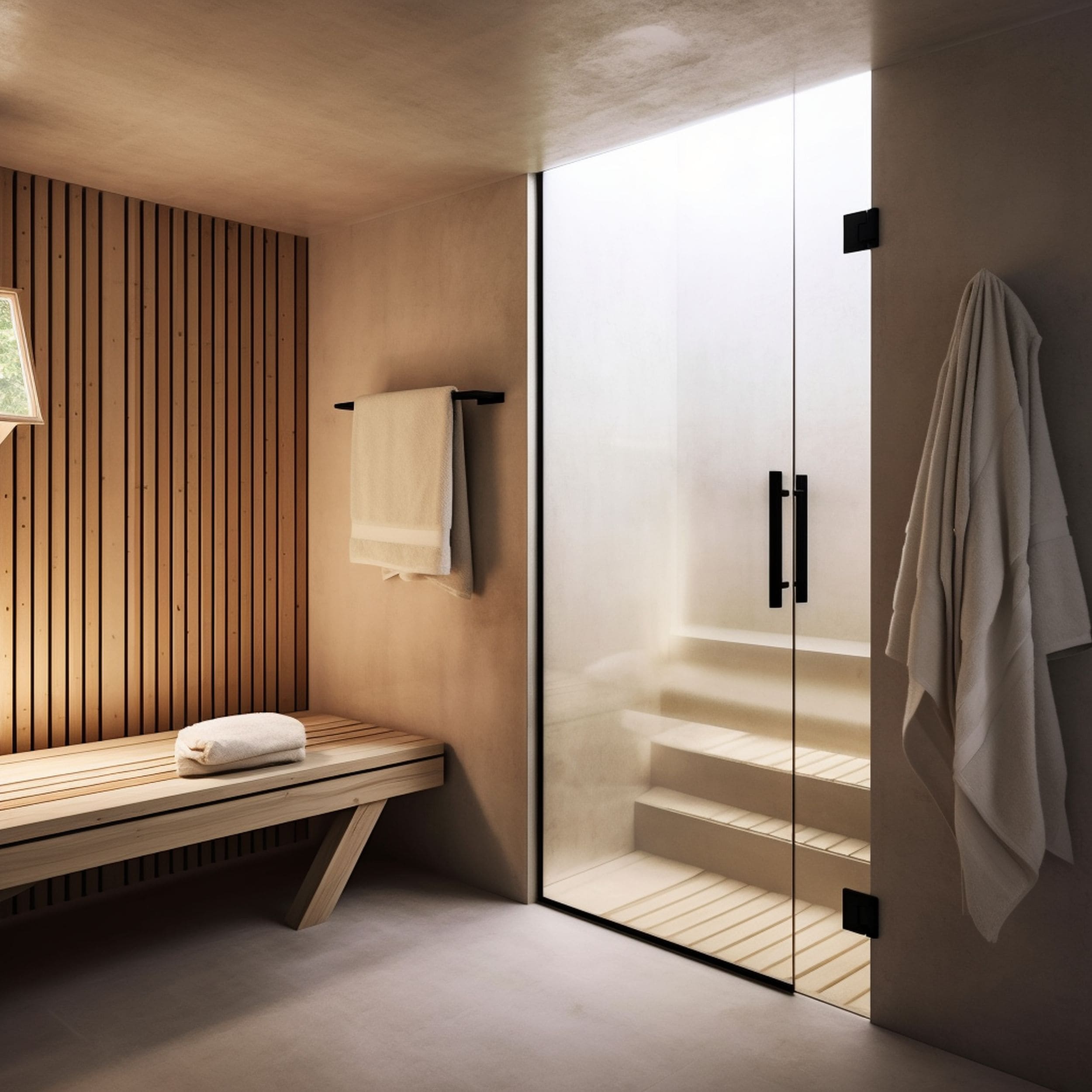 Neutral Toned Indoor Sauna