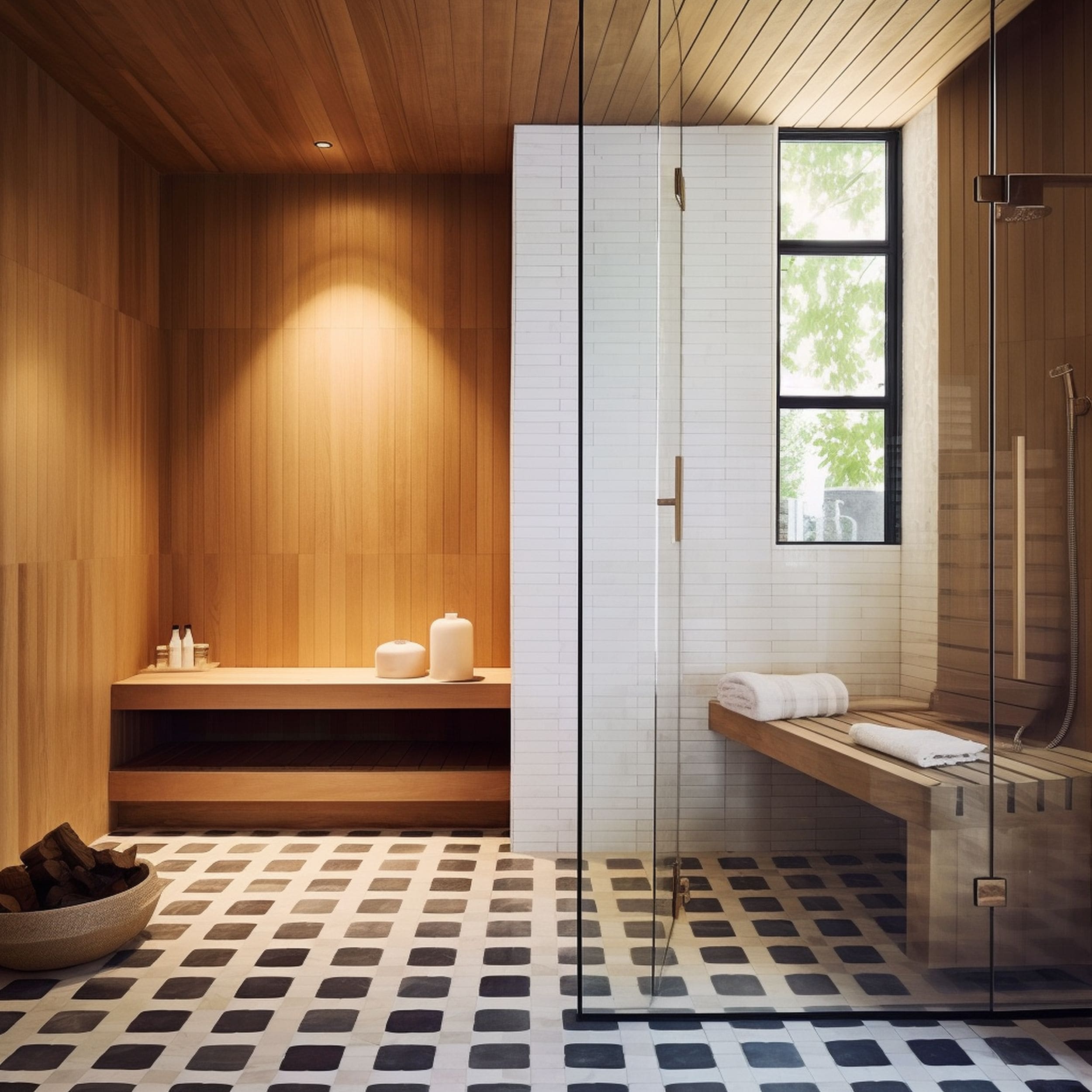 Indoor Sauna and Bathroom in the Same Space