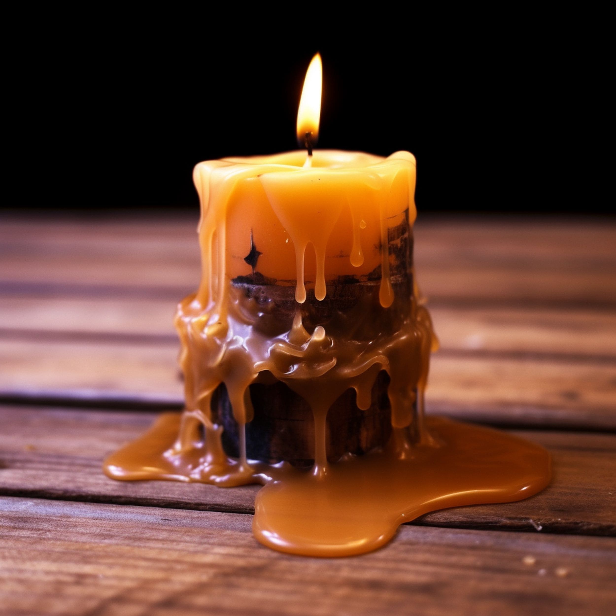 Melted Wax Pooling at the Base of a Candle