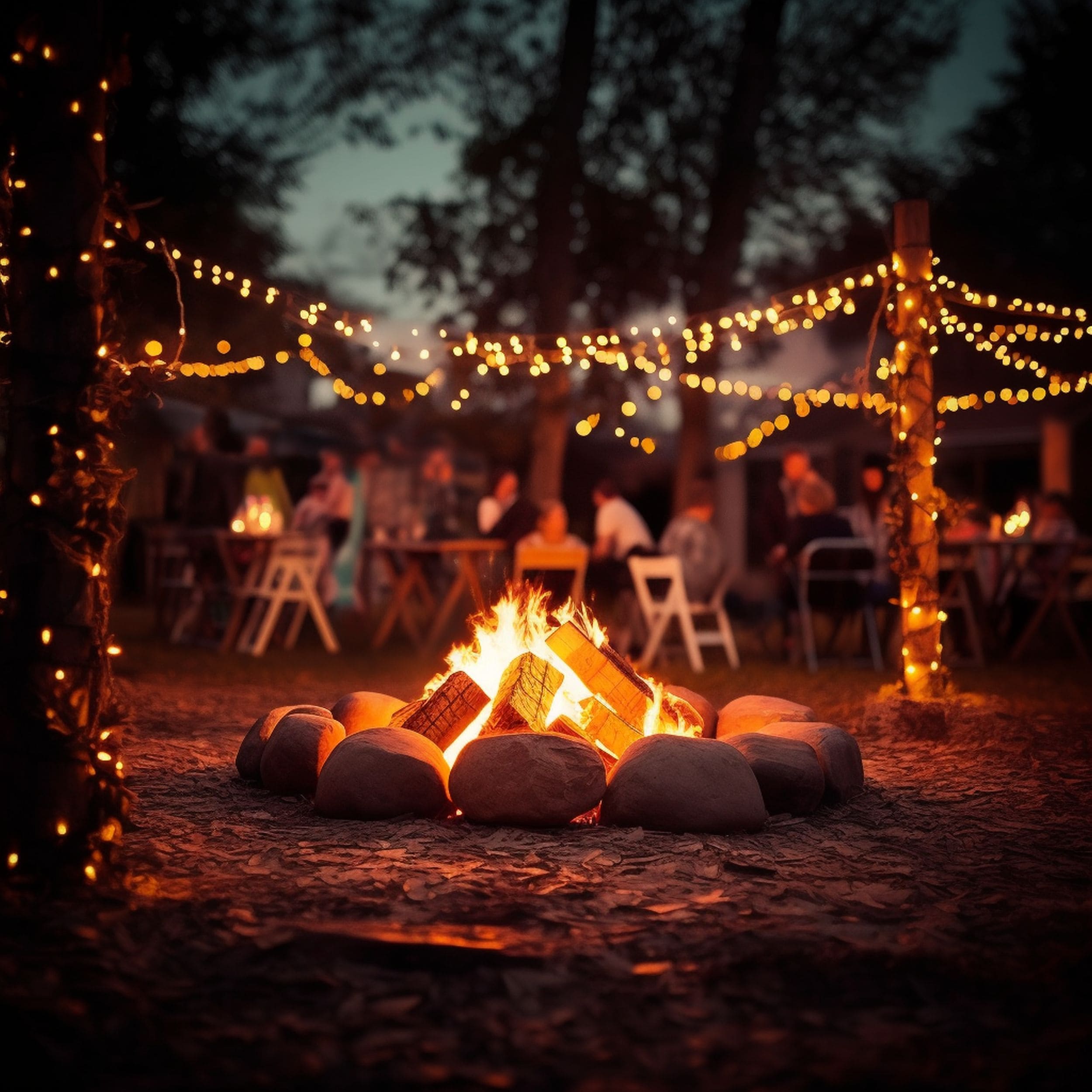 Bonfire With Party Backdrop
