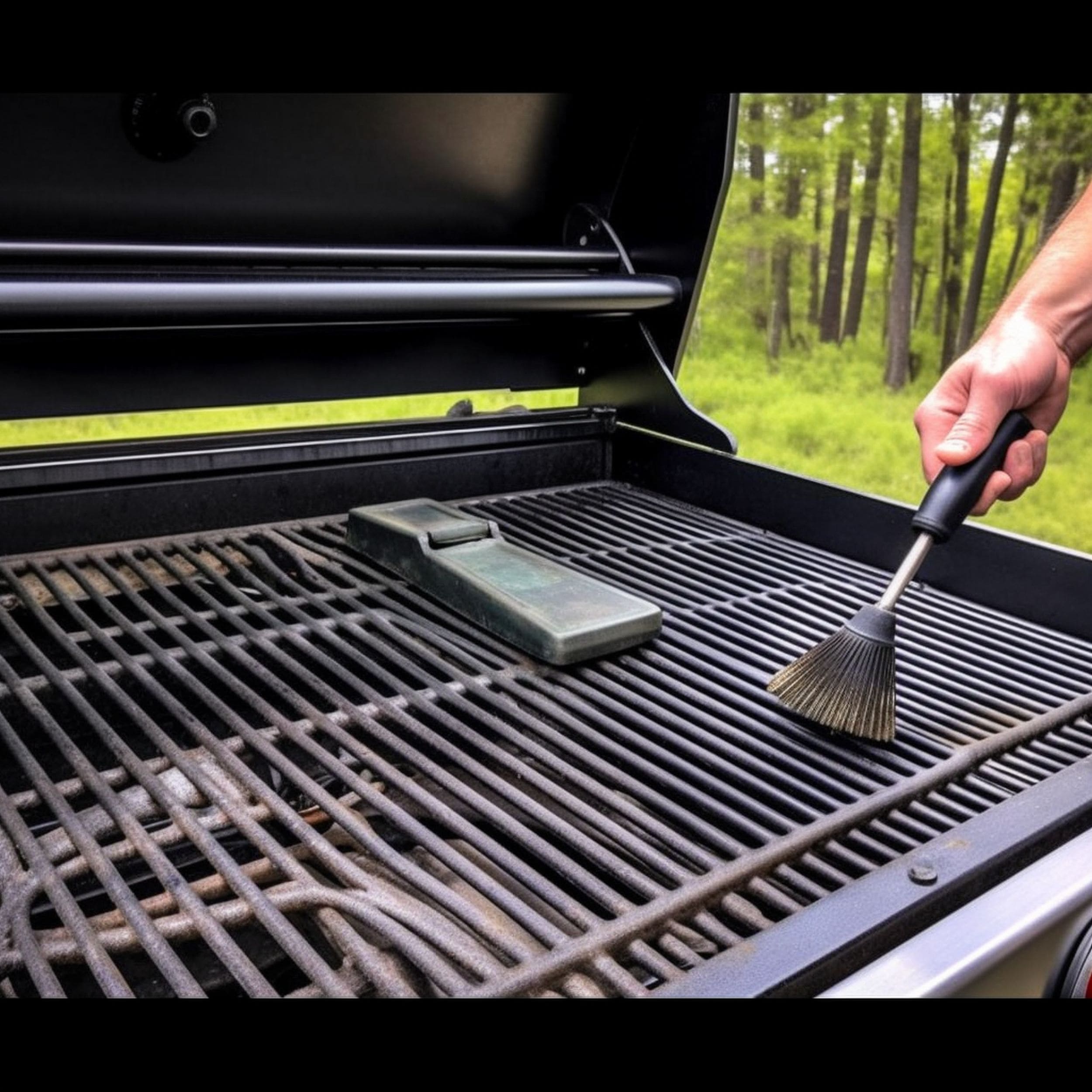 Cleaning Grill With Brush