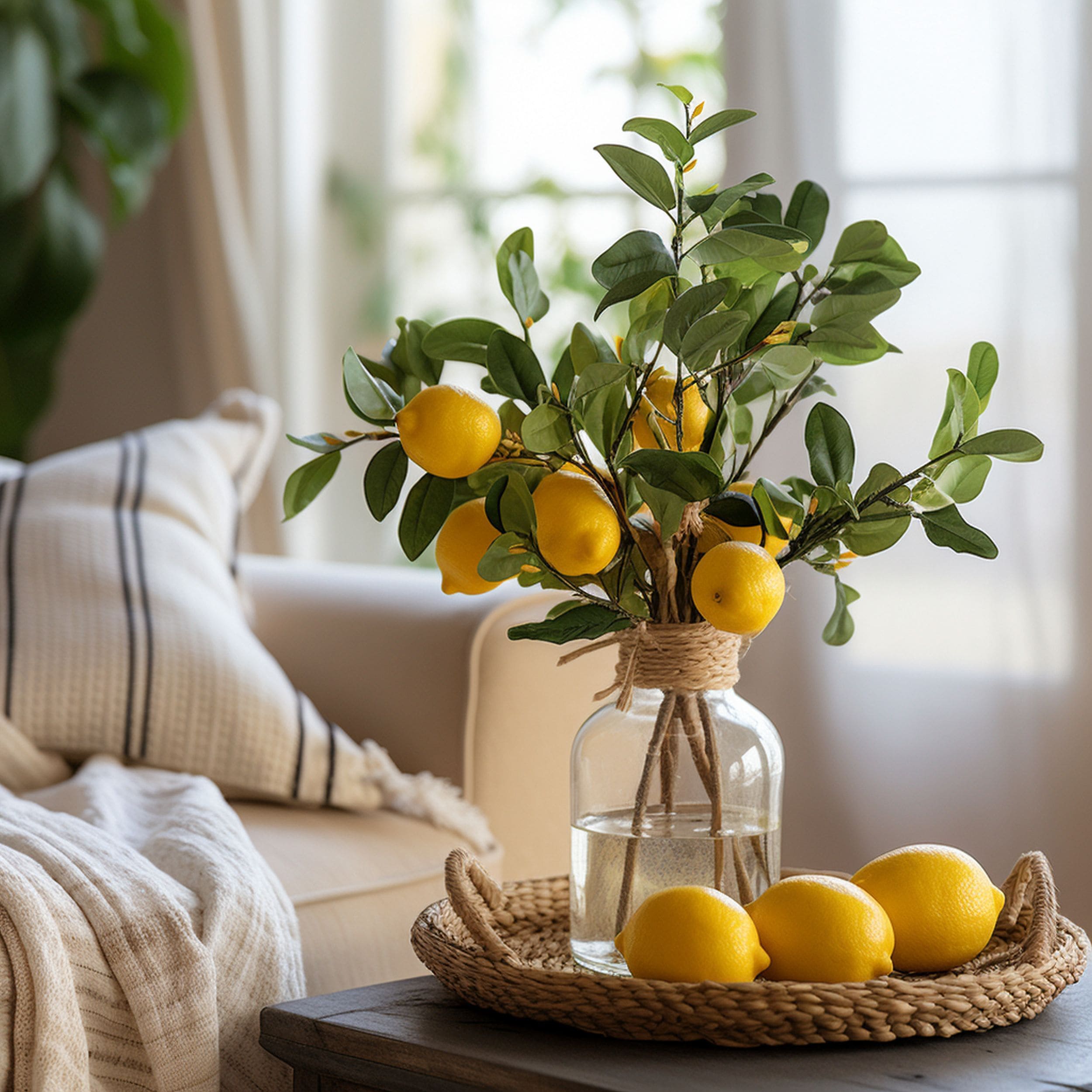 Lemon Branches in Decorative Bottle