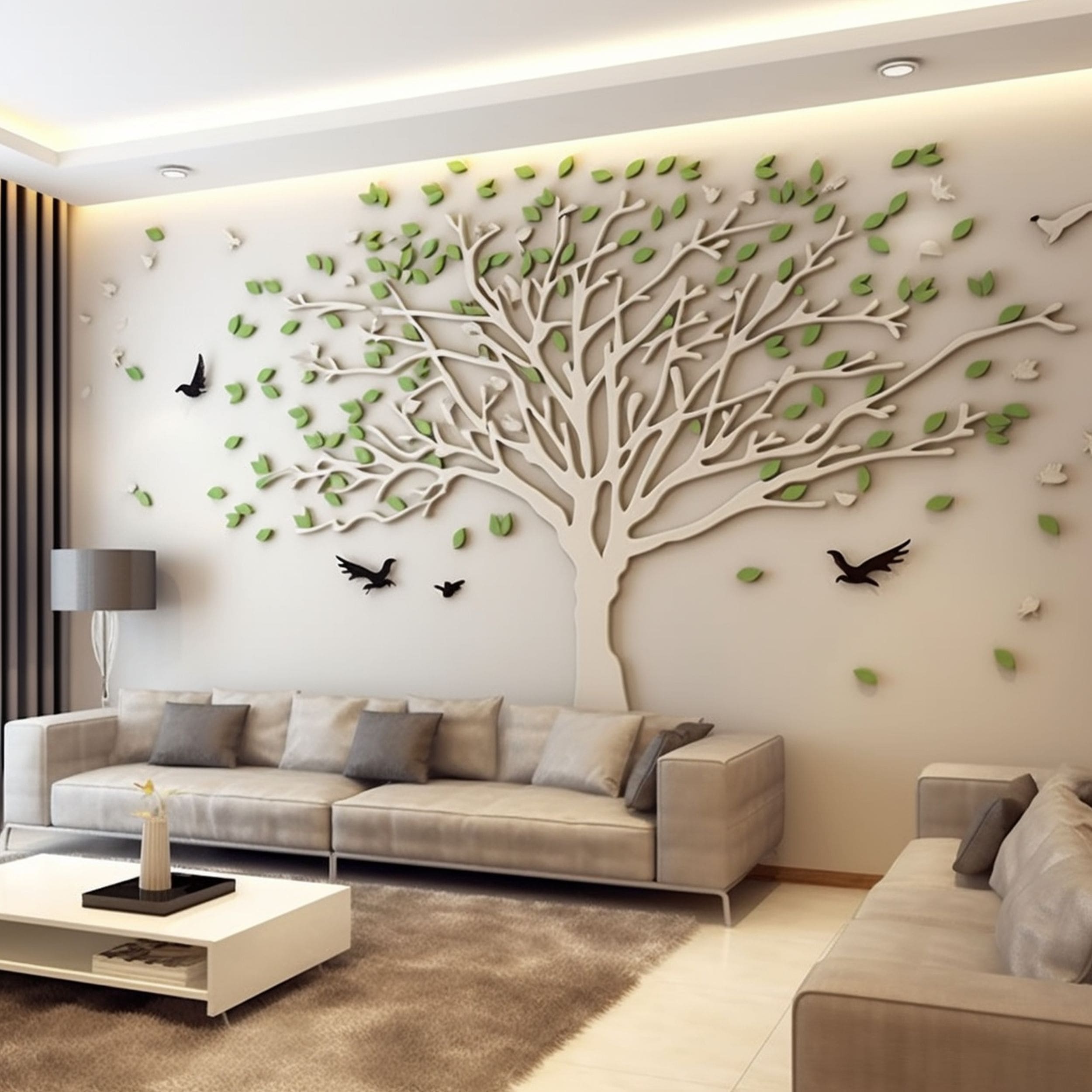 3D Wall Tree Decoration in Living Room