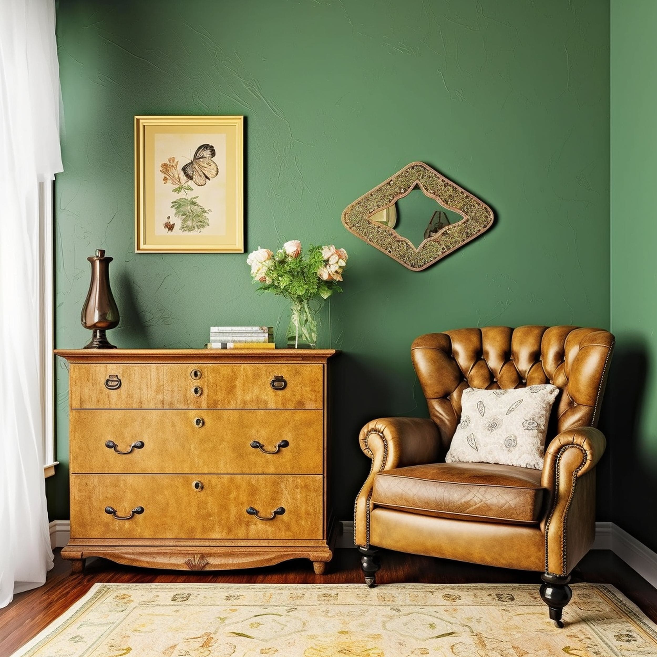 Green Room With Antique Accents
