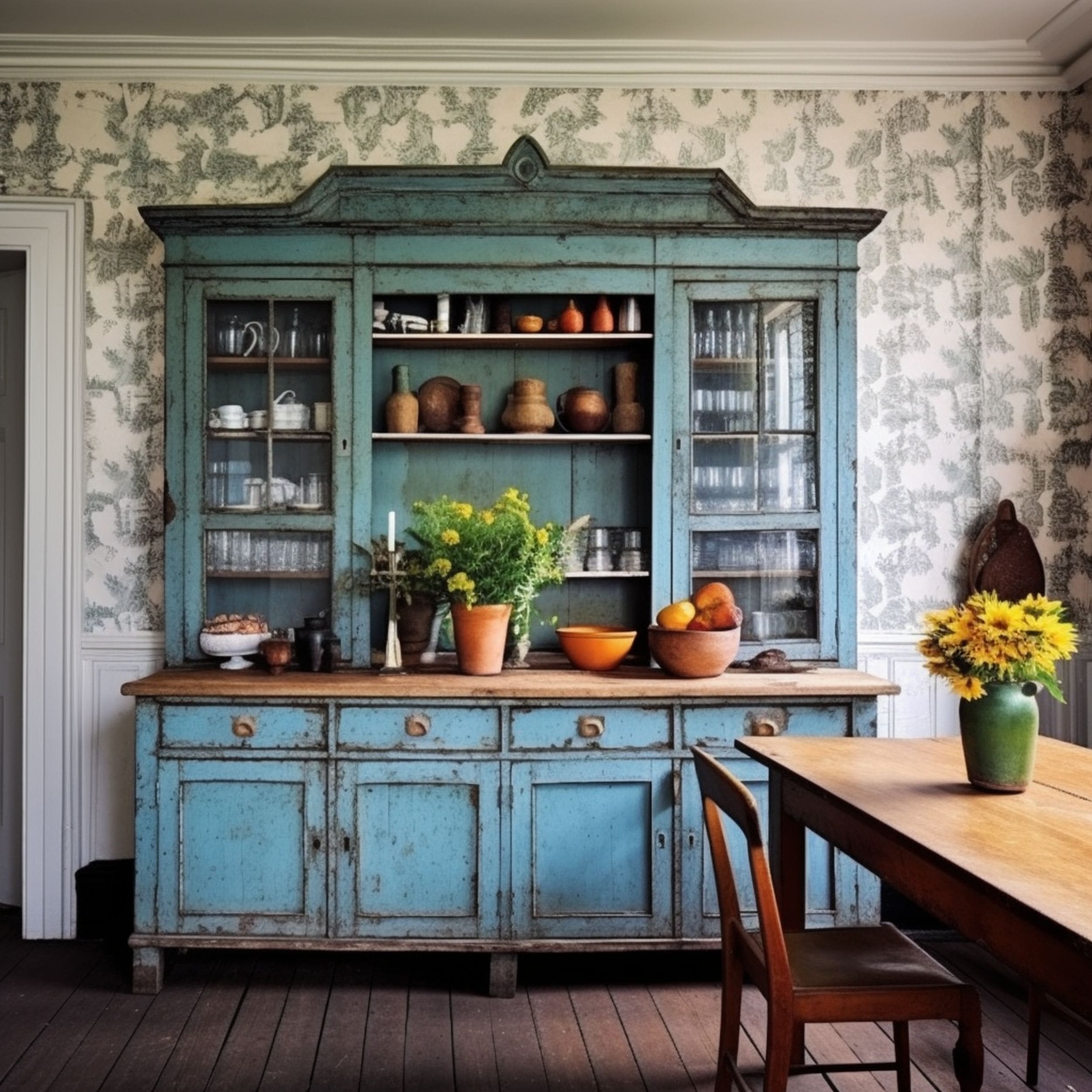 Antique Distressed Kitchen Cabinet