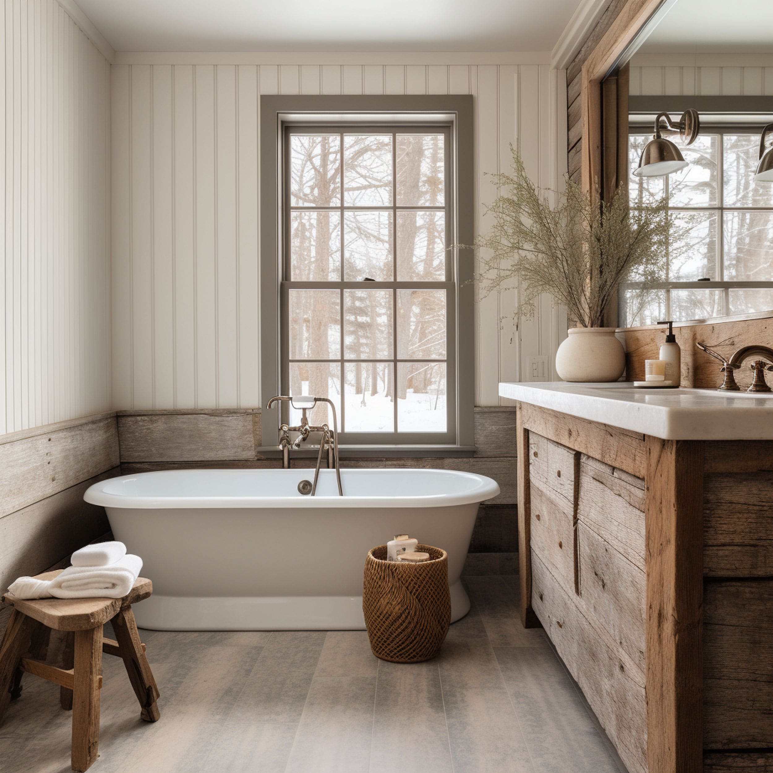Farmhouse Inspired Beadboard Bathroom
