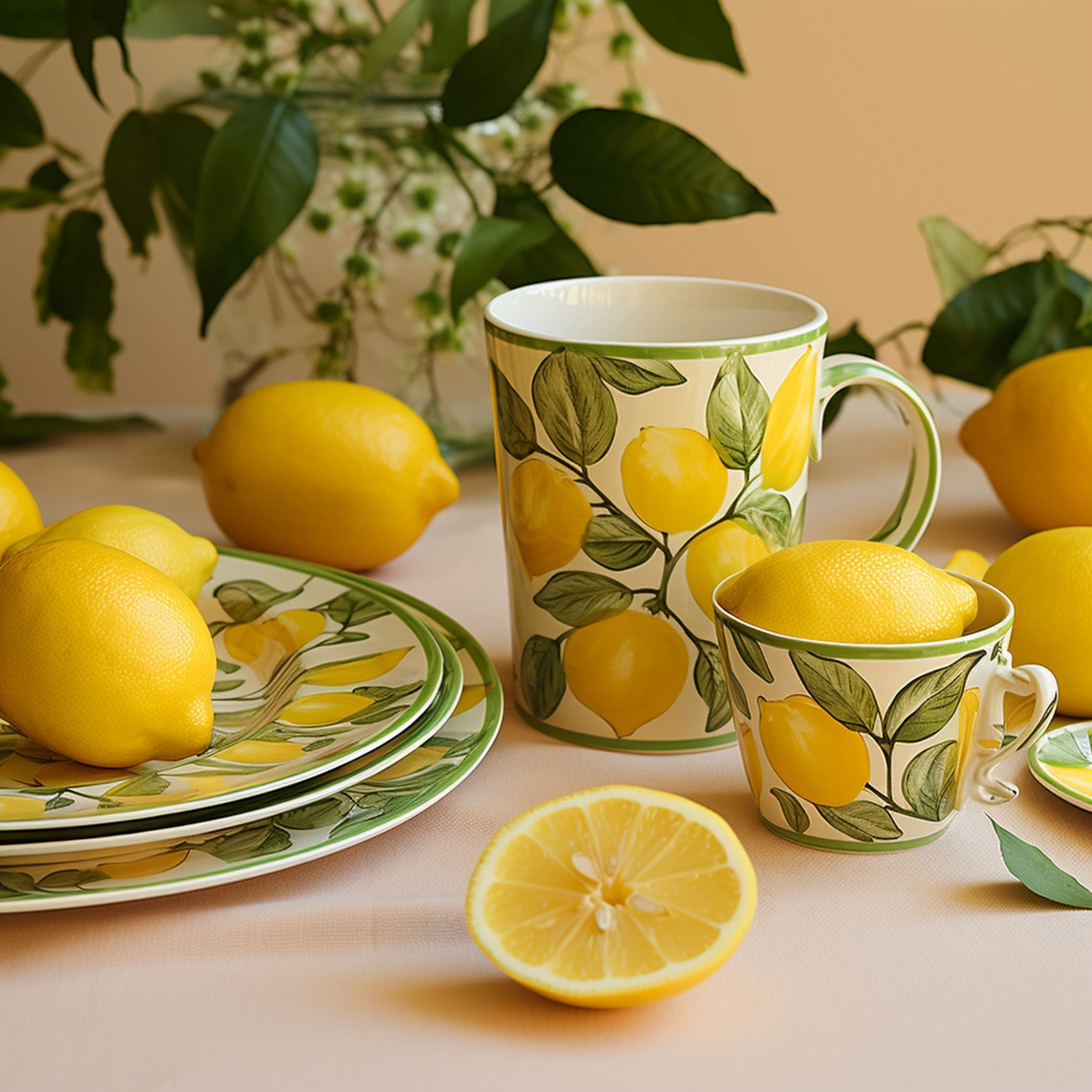Lemon Patterned Dinnerware Set
