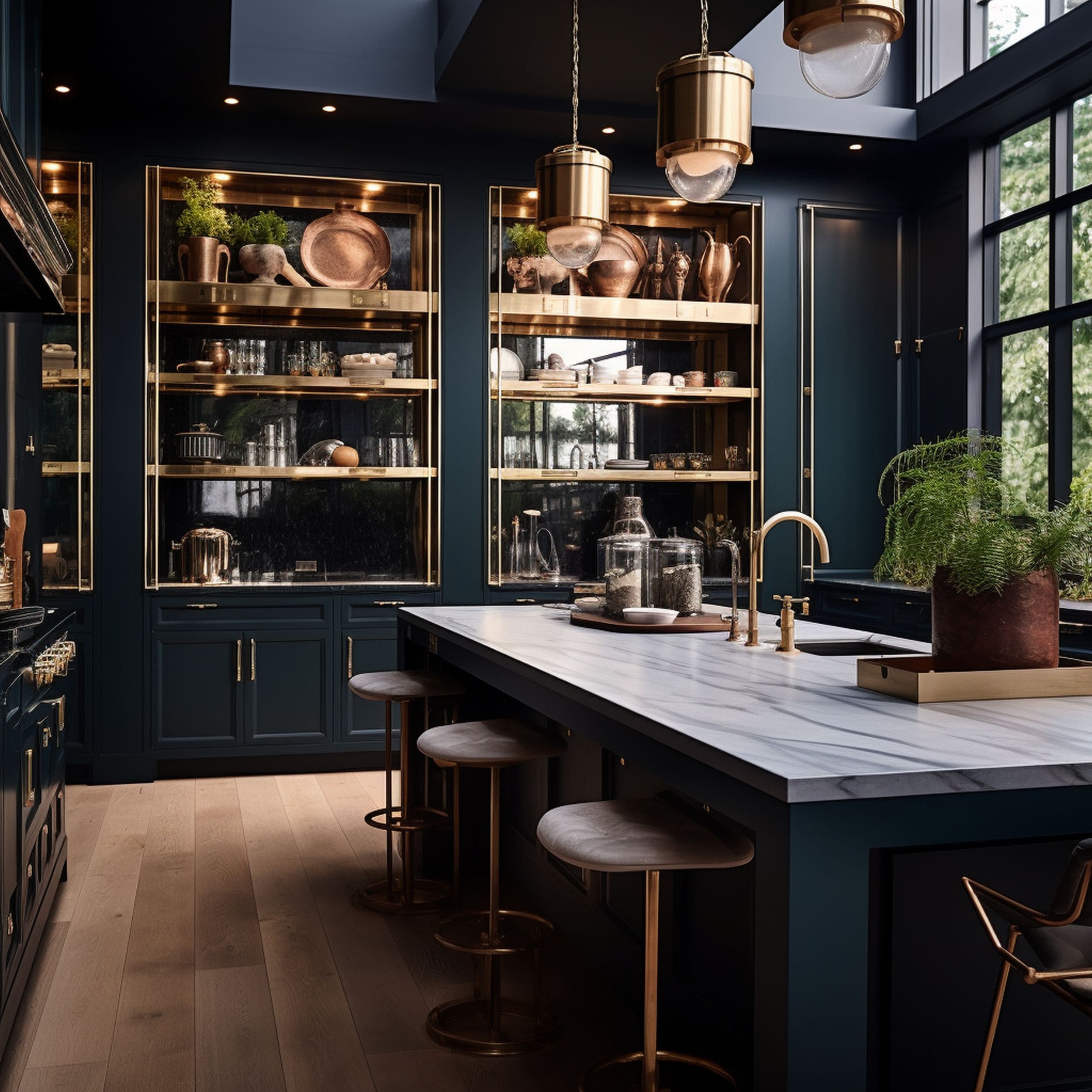 Elegant Dark Midnight Blue Kitchen