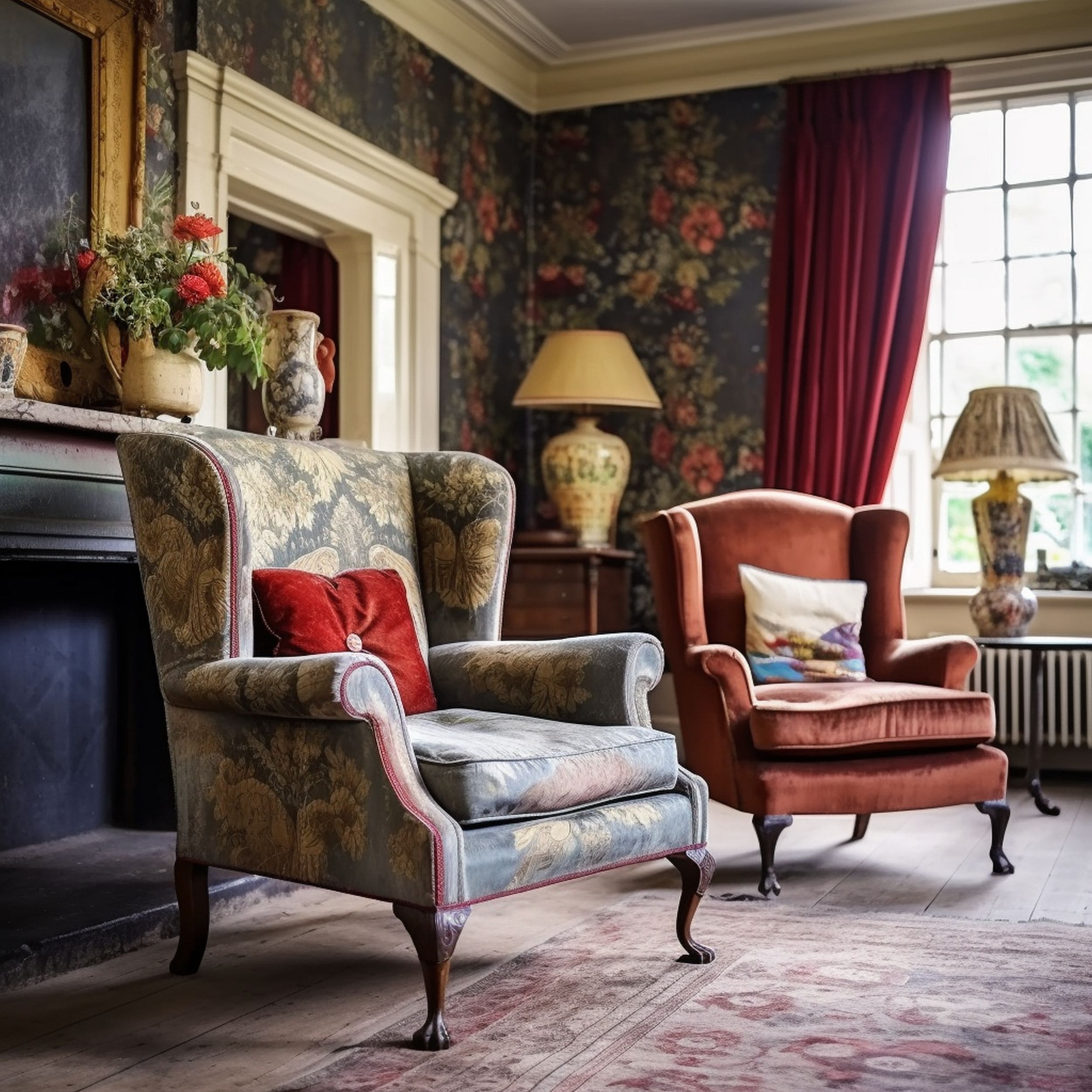Antique Chairs With Floral Patterns