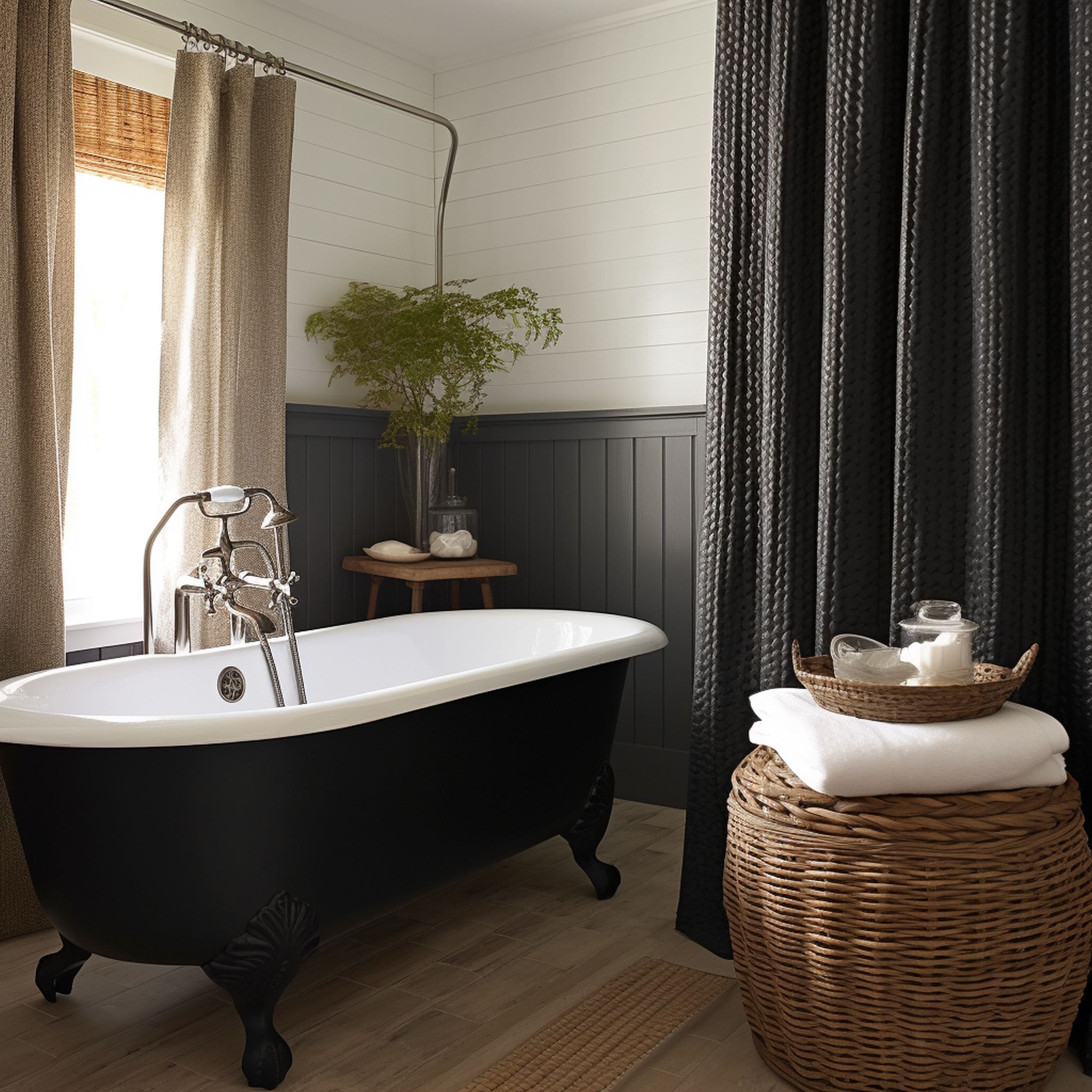 Cast Iron Bathtub in Cottage Style Bathroom