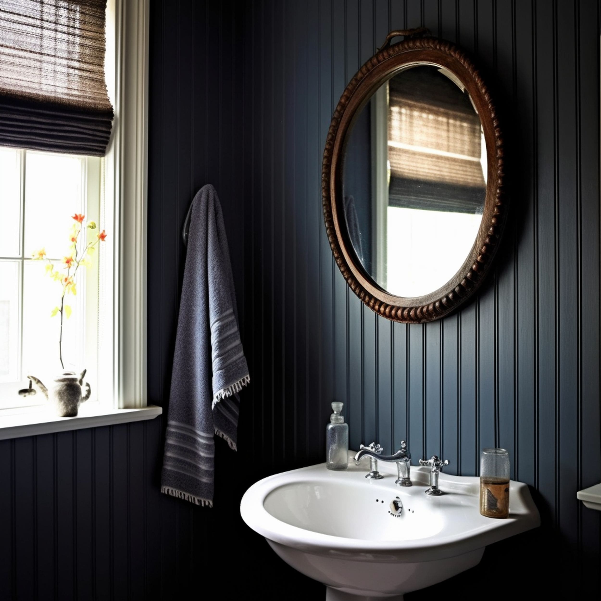 Dark Moody Beadboard Bathroom