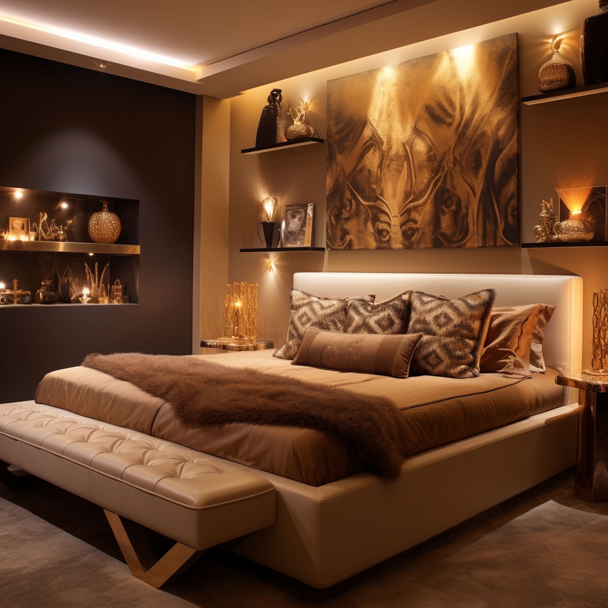 Brown and Gold Bedroom