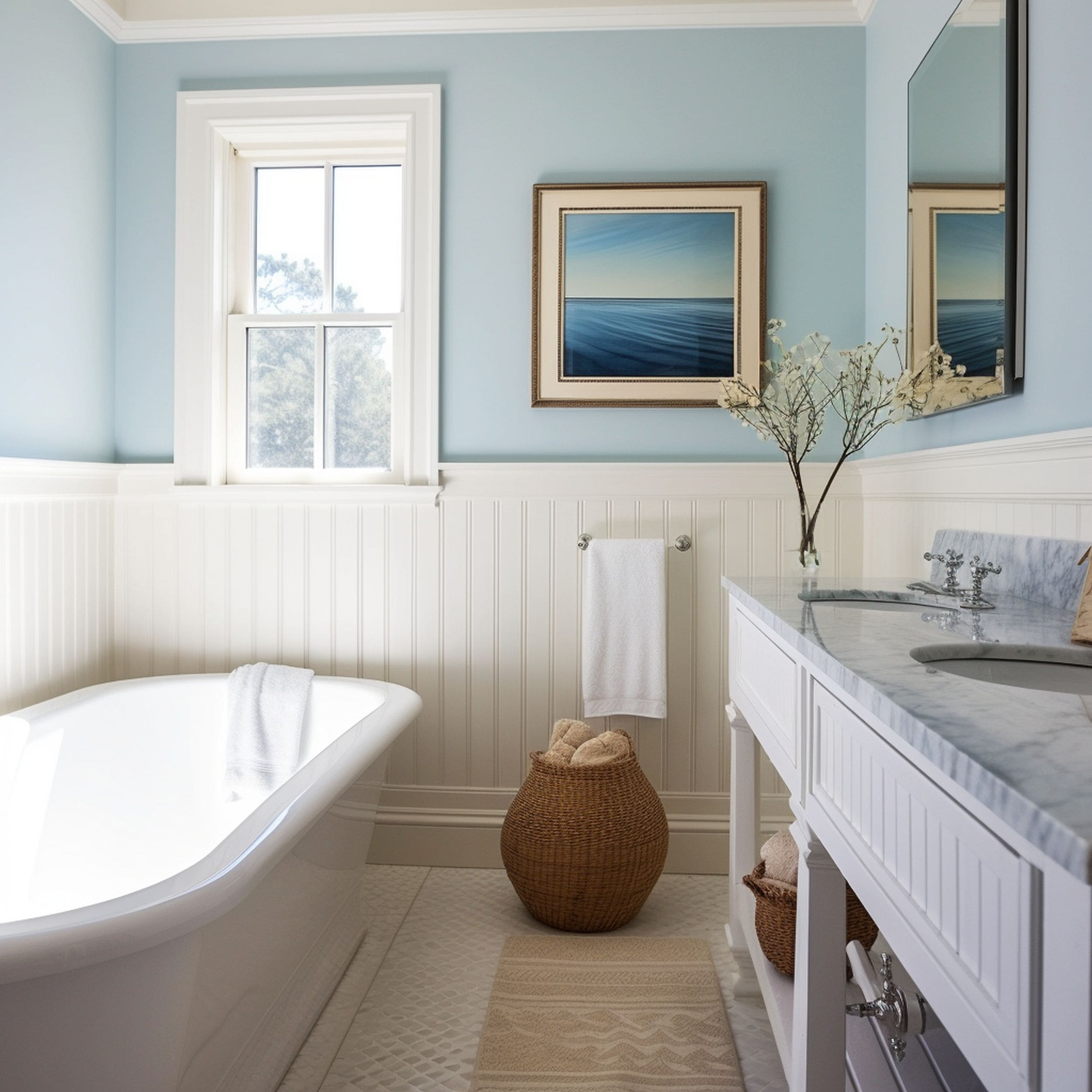 Coastal Blue Beadboard Bathroom