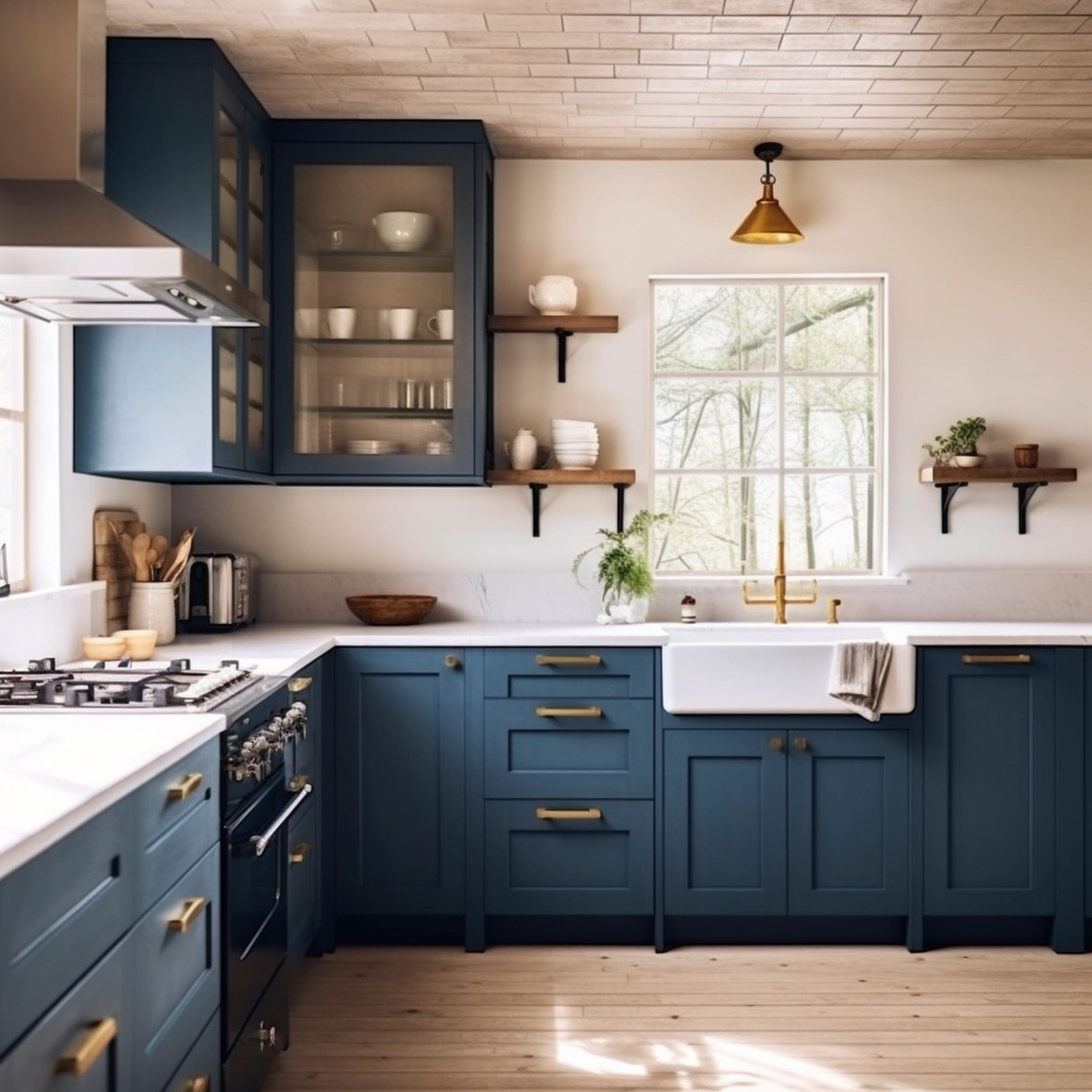 Dark Blue and Cream Kitchen