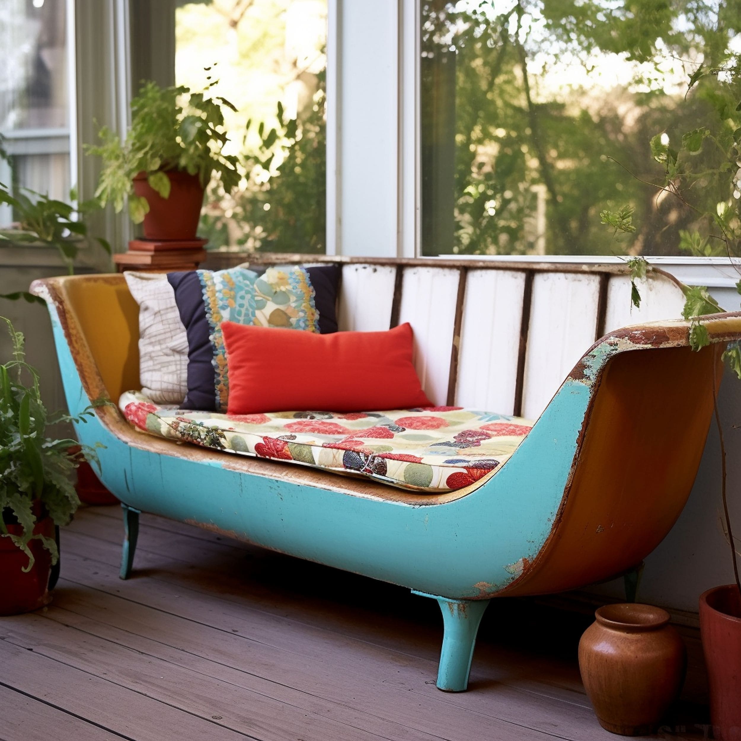 DIY Cast Iron Bathtub Used As a Sofa