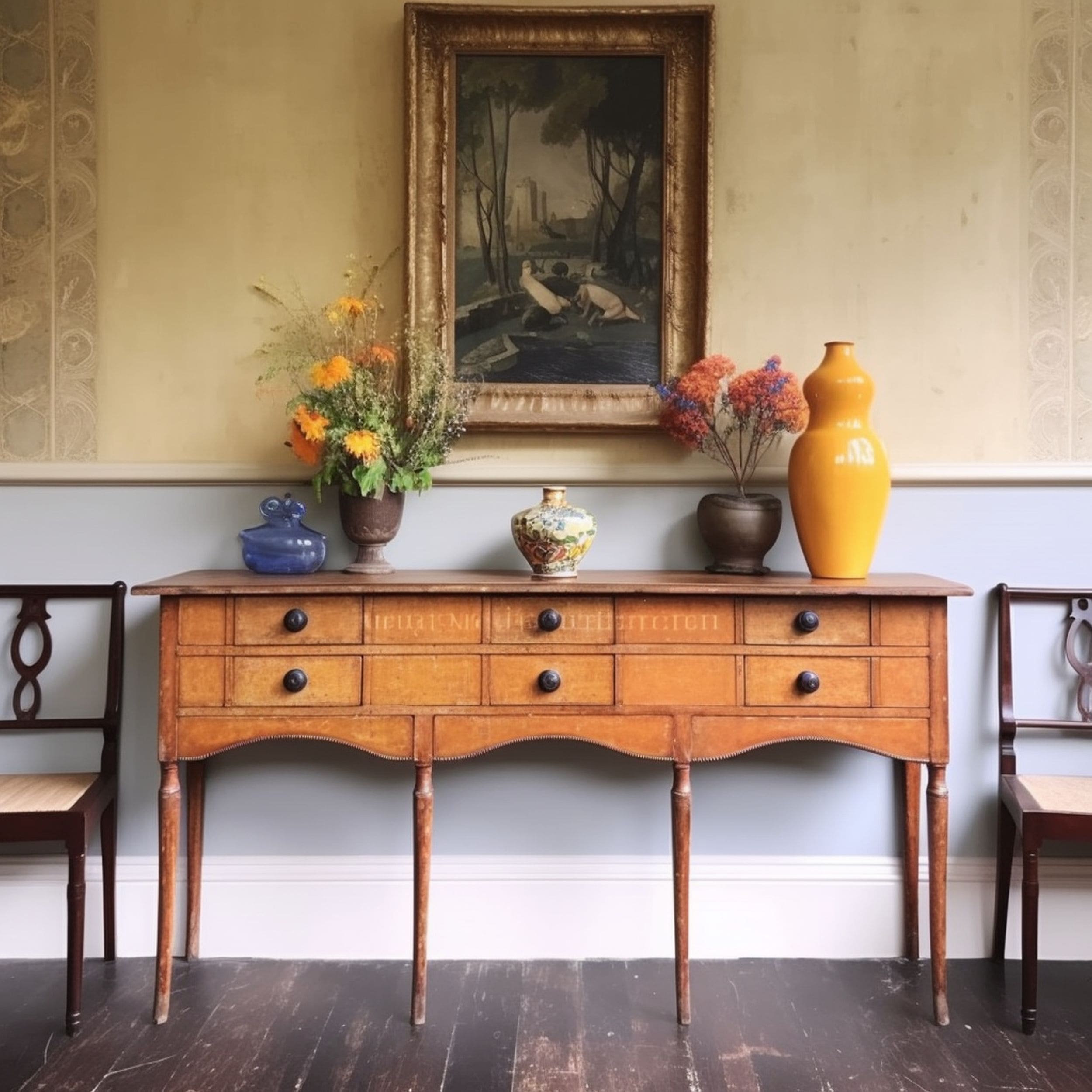 Antique Console Table With Matching Vintage Wall