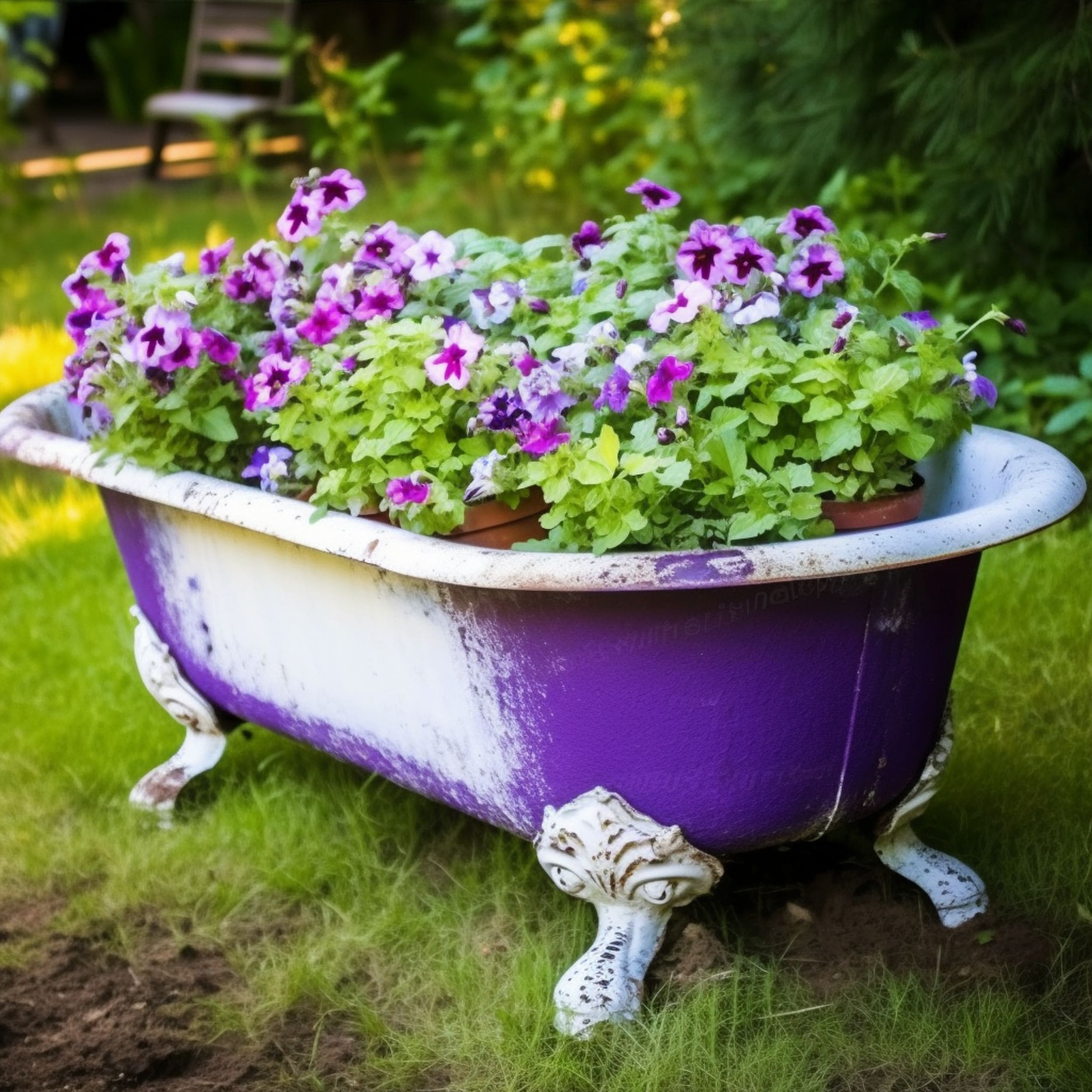 DIY Cast Iron Bathtub Used as a Garden Planter