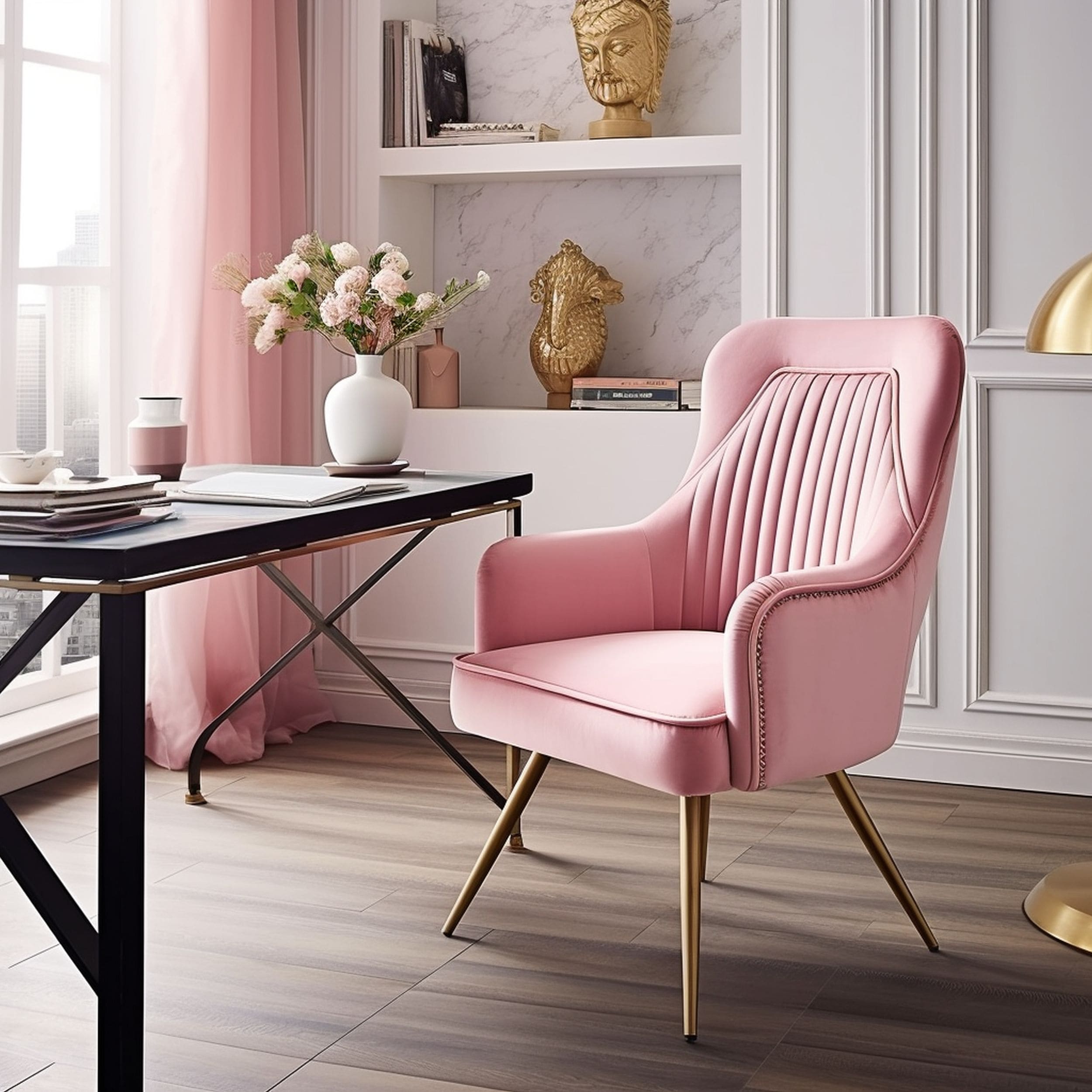 Pink Accent Chair in Home Office