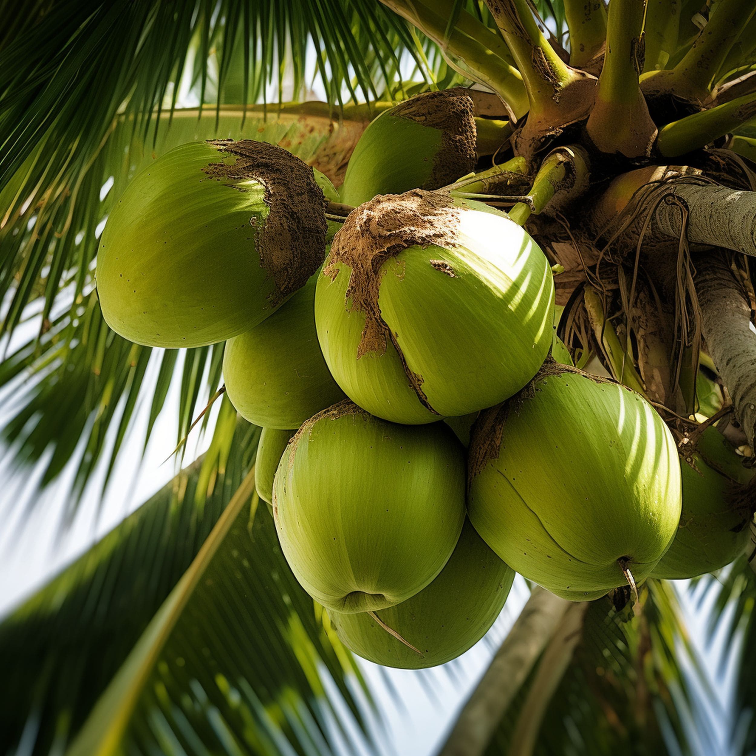 Coconut Tree With Green Coconuts