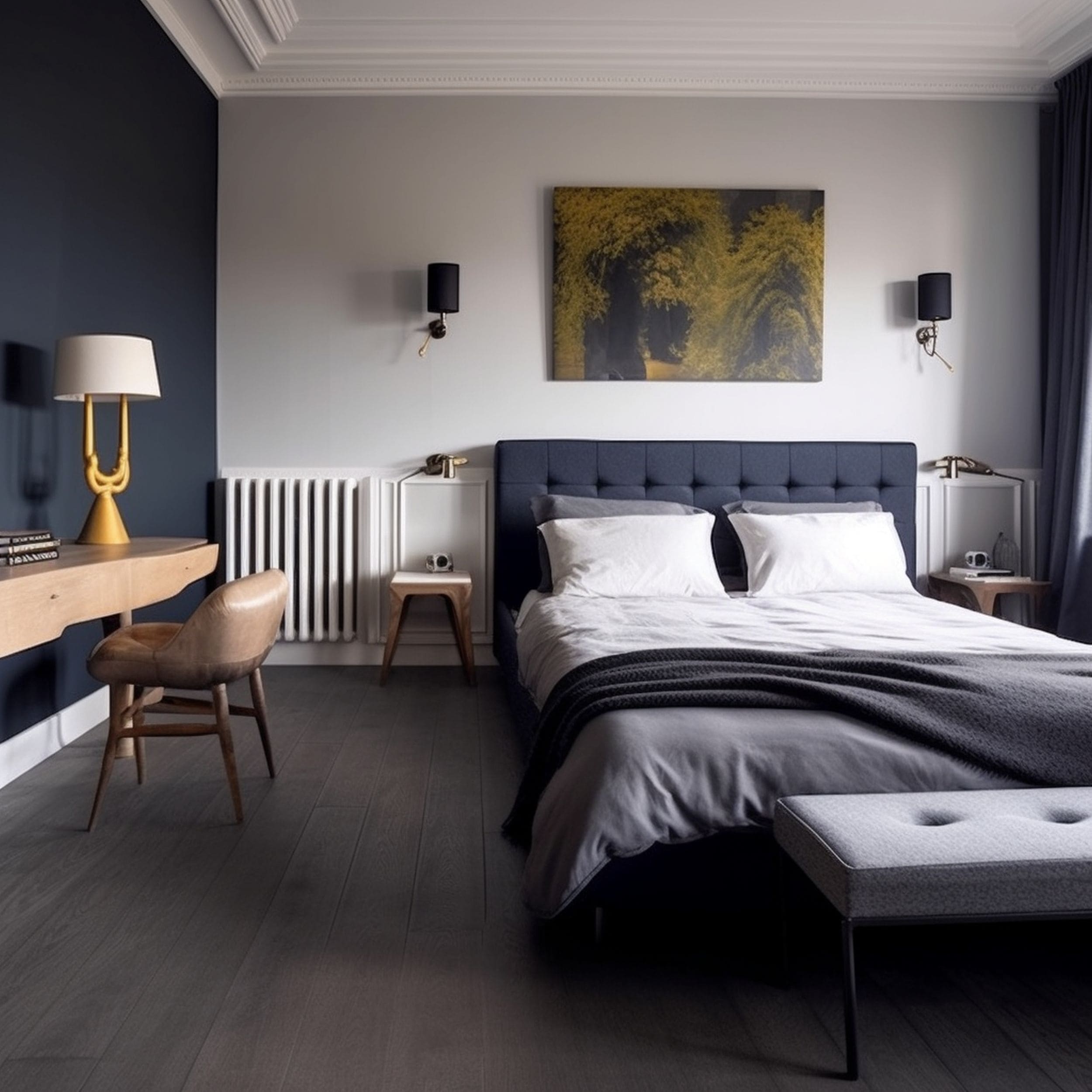 Gray Painted Flooring in Bedroom