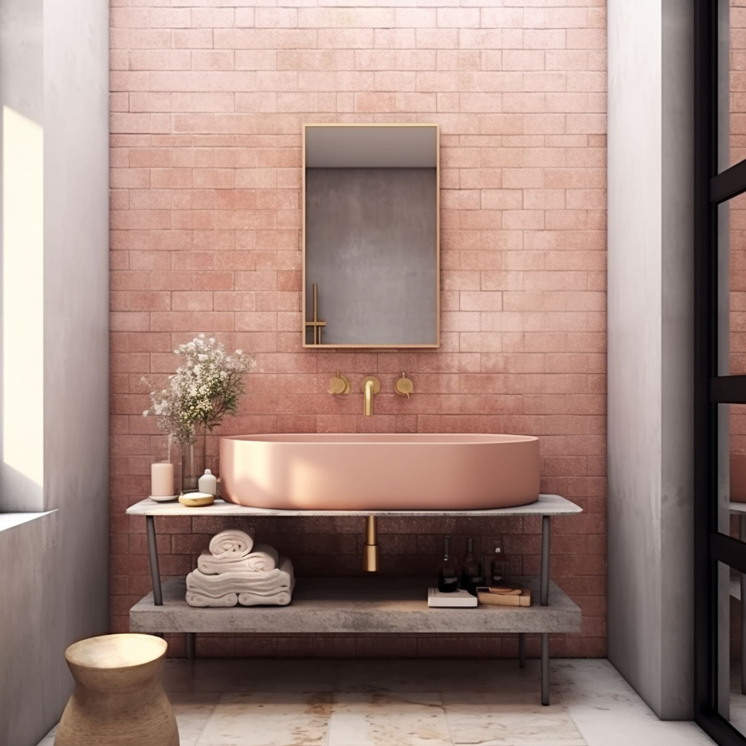 Pink and Gray Bathroom