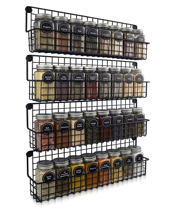 Farmhouse Style Hanging Spice Rack for Wall Mount