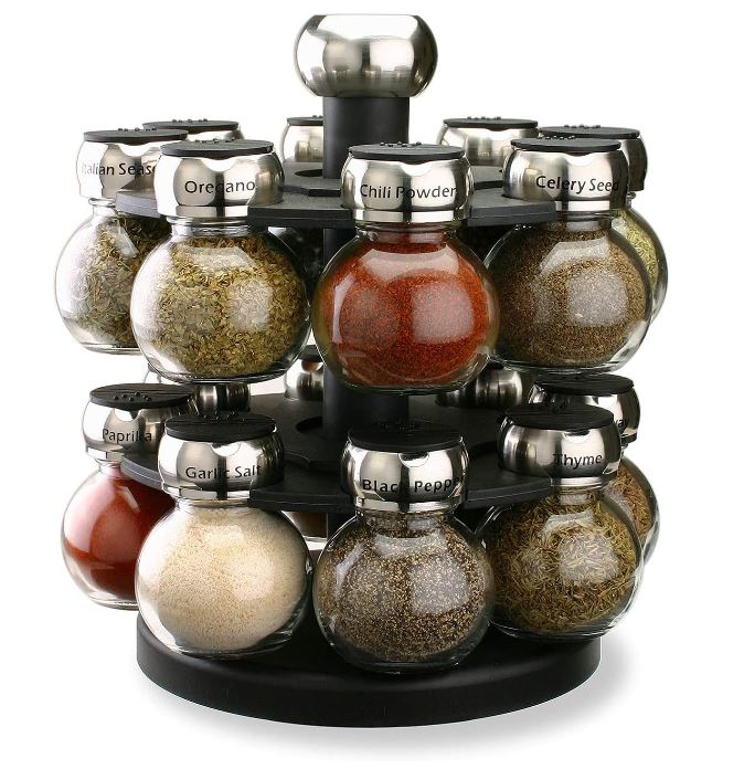 Olde Thompson 16 Jar Labeled Orbit Rack Jars and Racks