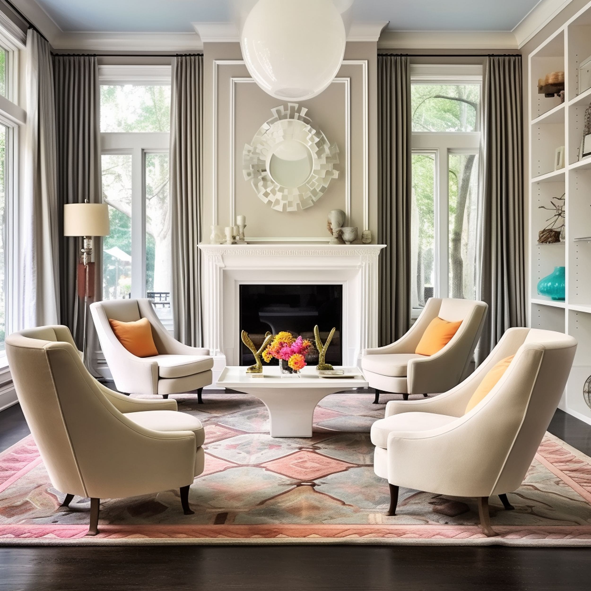 Symmetrical Design in Regencycore Living Room