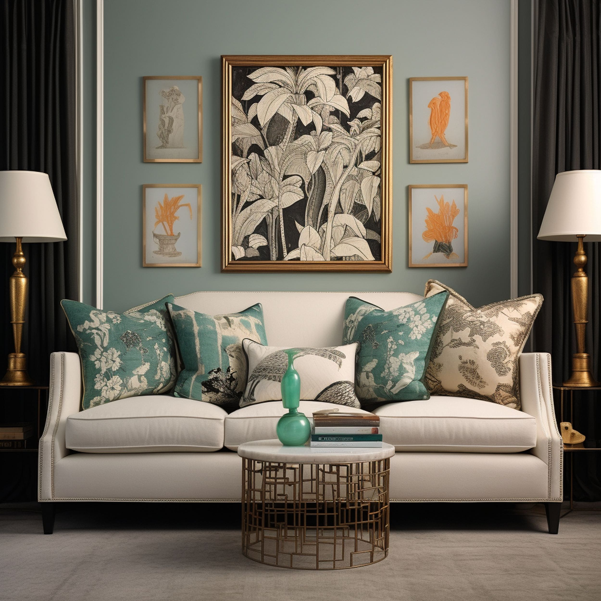 Elegant Couch in Regencycore Living Room