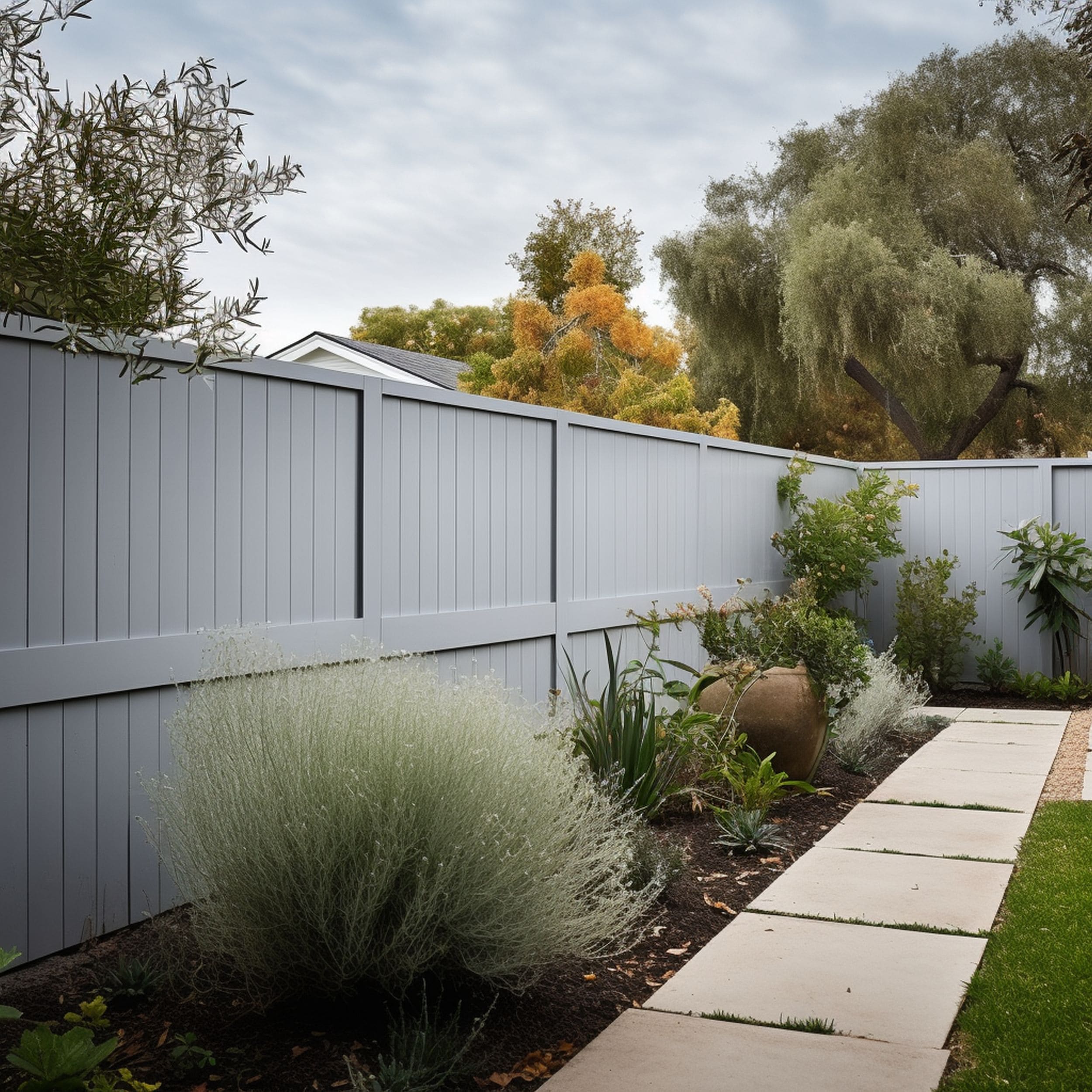 Pale Gray Painted Fence