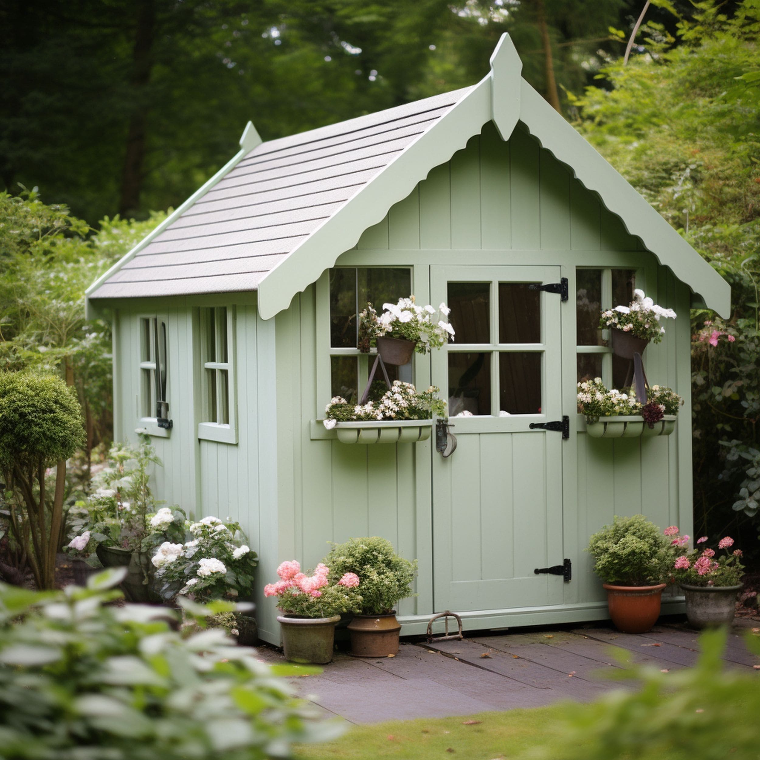 Sage Green Painted Shed