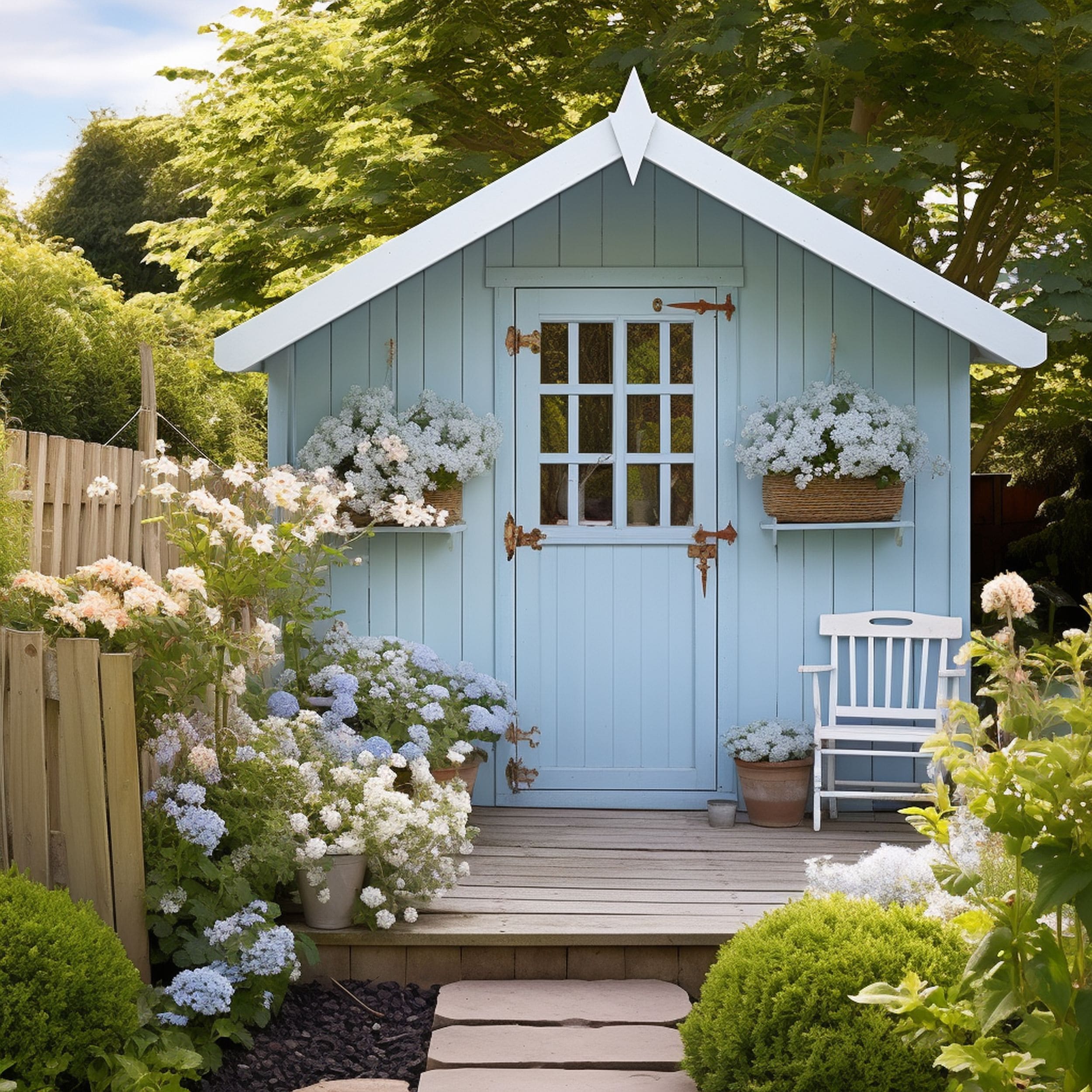 Sky Blue Painted Shed