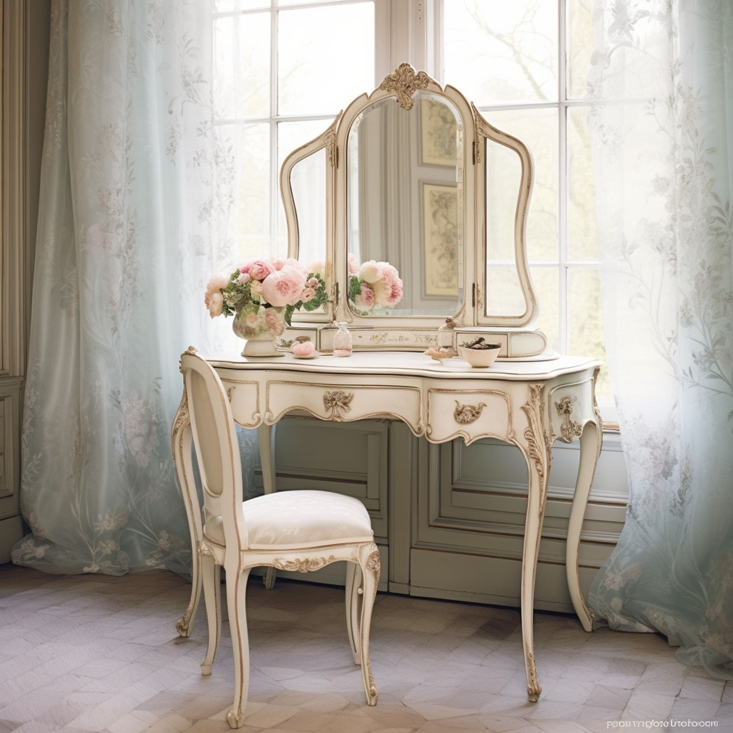 White Vintage French Dressing Table