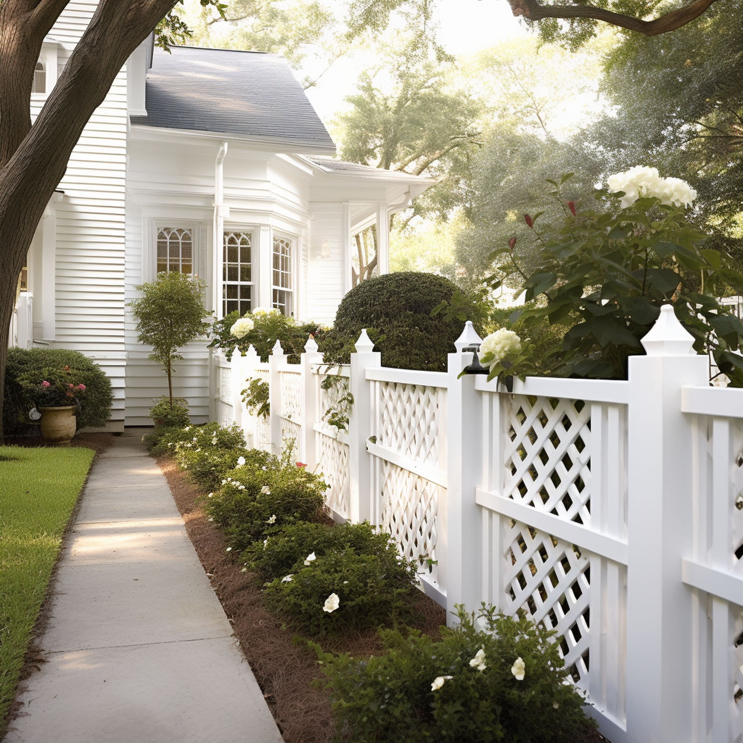 Crisp White Painted Fence