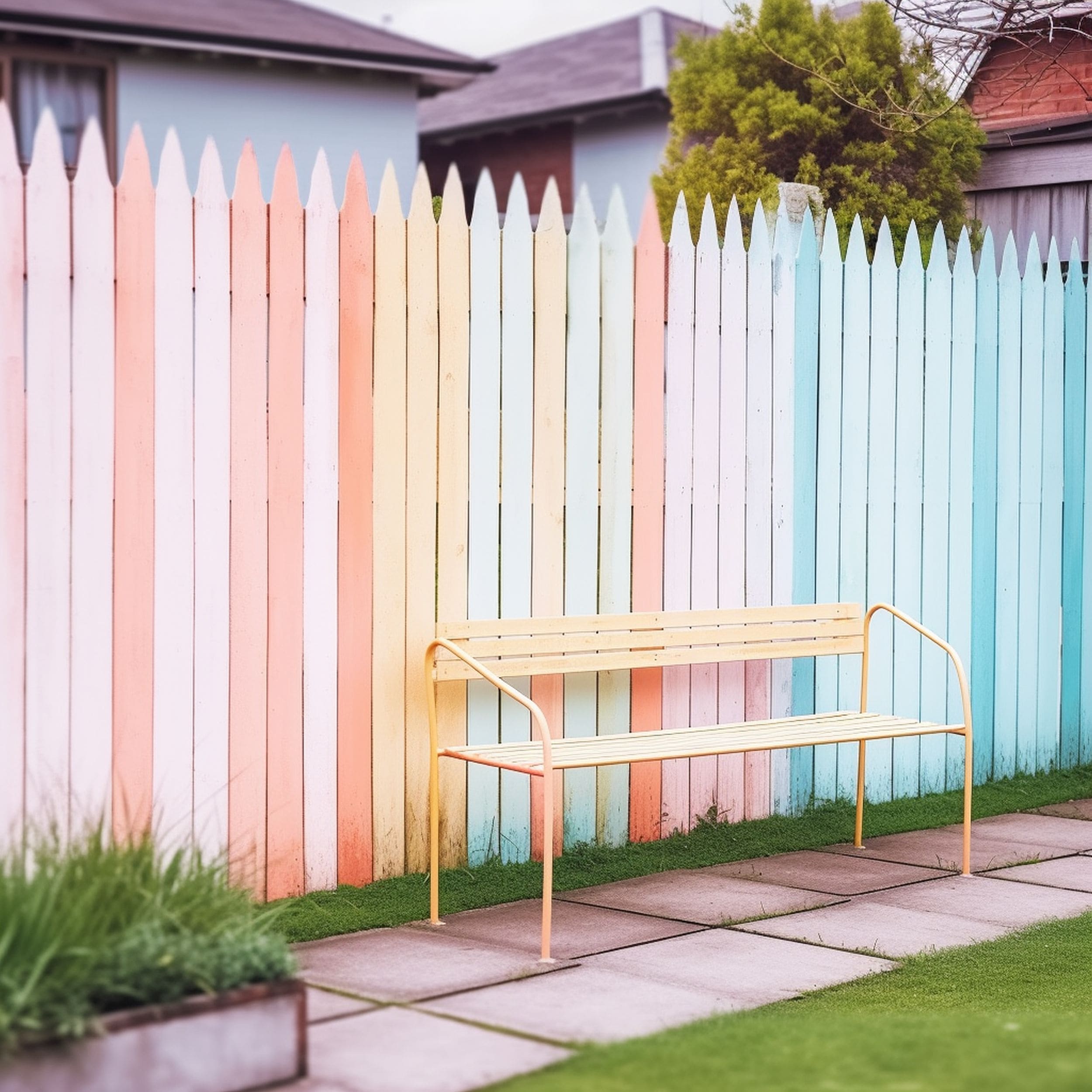 Multicolored Painted Fence