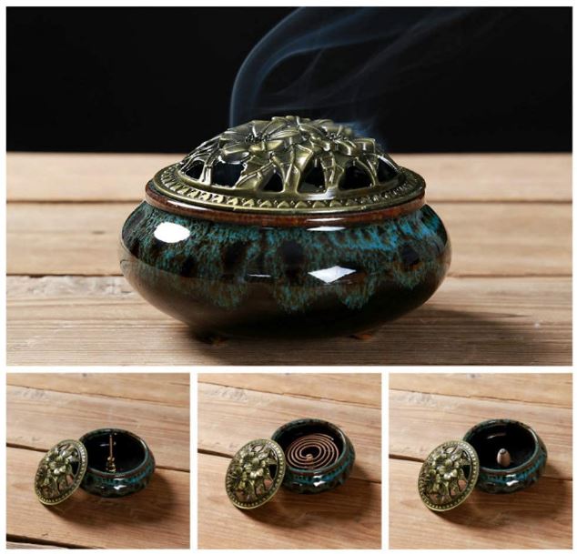 Ceramic Incense Holder With Stick Holder