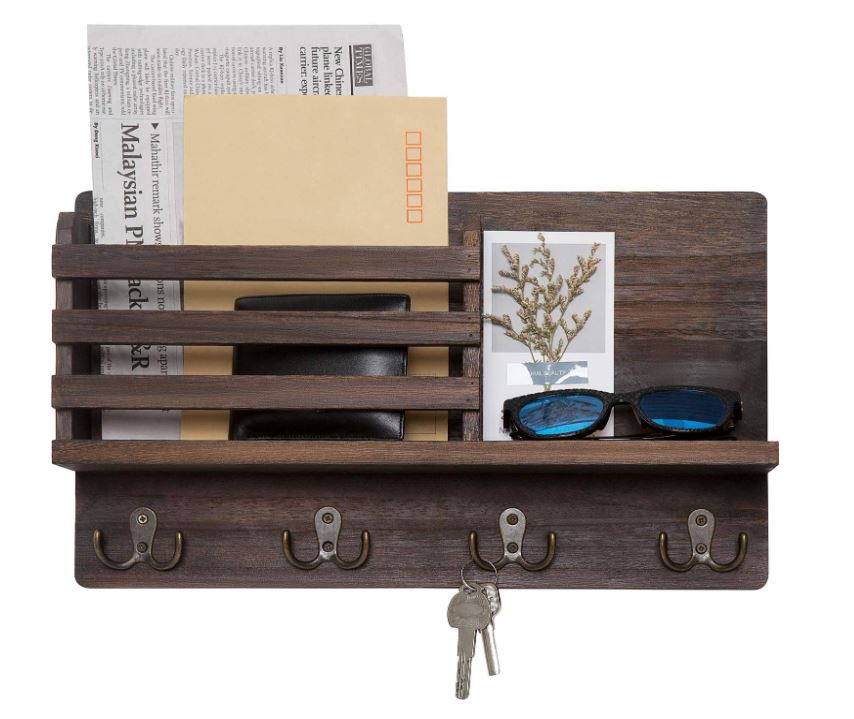 Wall Mounted Mail Holder Wooden