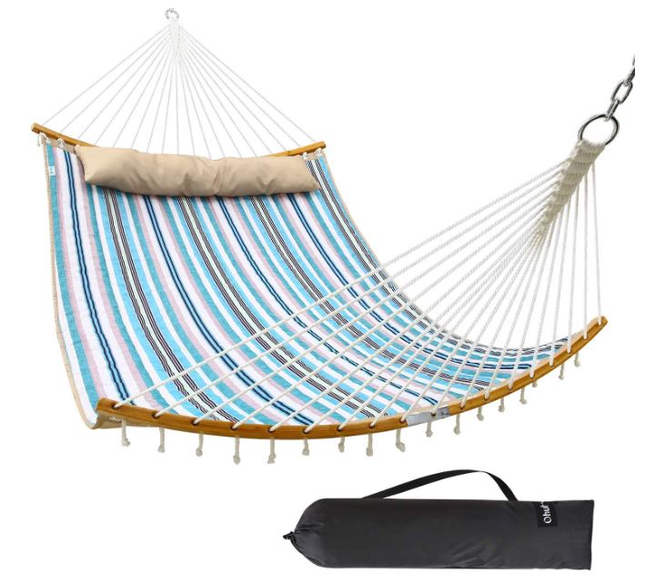 Double Hammock Swing Quilted Fabric With Spreader Bars