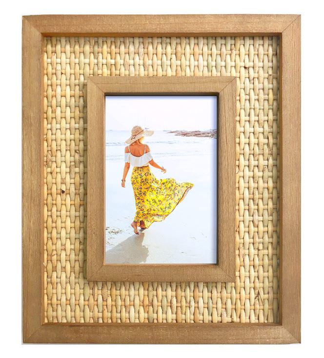Rattan and Wood Picture Frame
