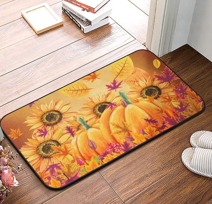 Fall Sunflower Pumpkins Kitchen Rug