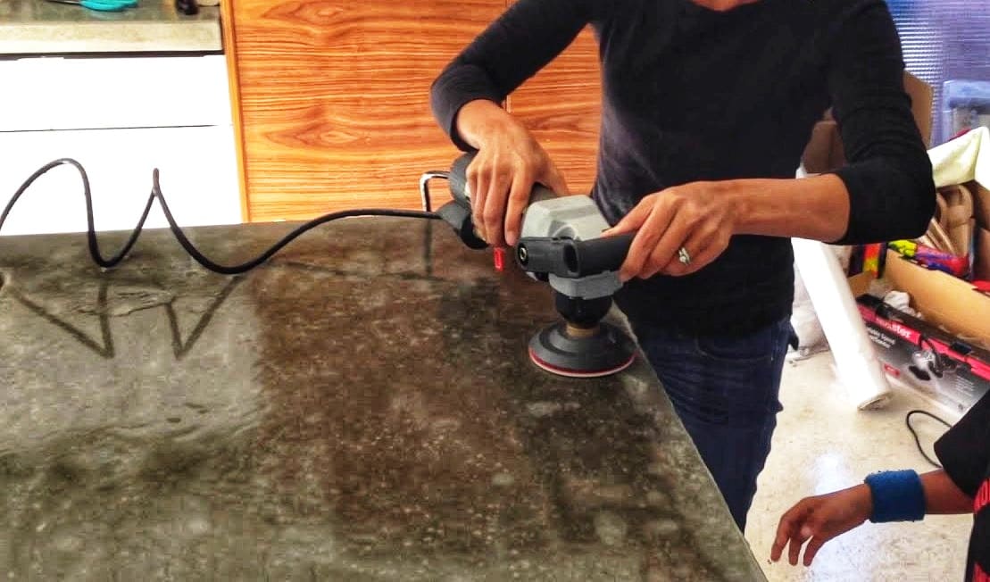Hone the Concrete Countertop Surface