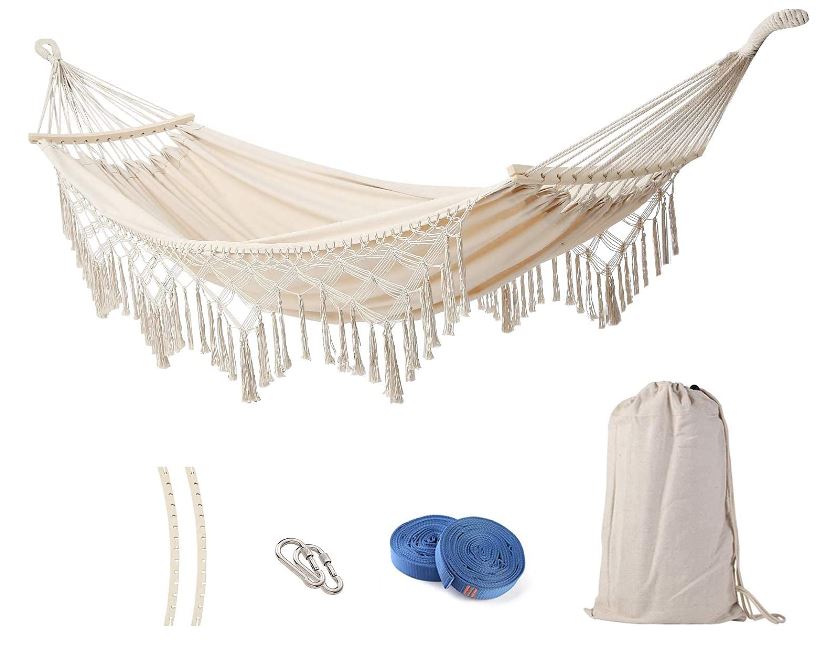 Leize Hammock Hanging Sing Double Brazillian Macrame Fringe