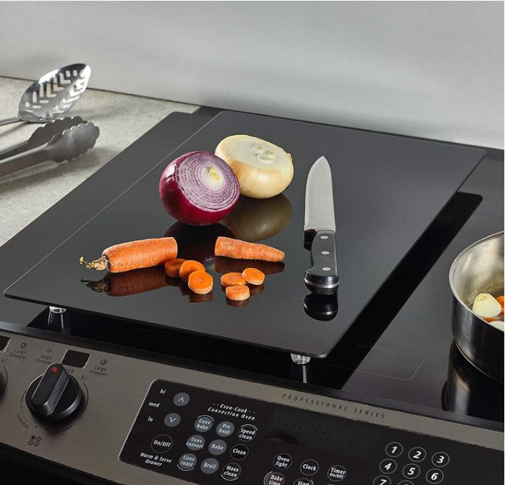 Multipurpose Tempered Glass Black Stove Cover