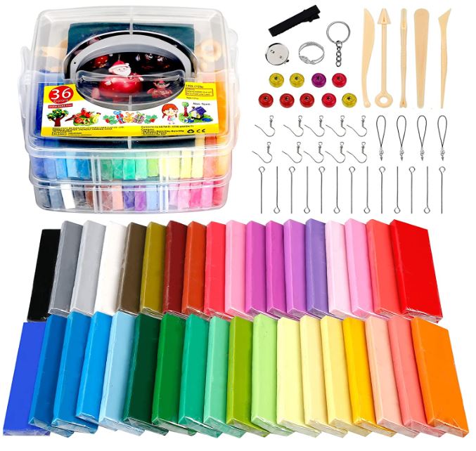Polymer Clay Starter Kit 36 Colors Oven Bake Modeling Clay