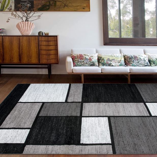 Rugshop Contemporary Modern Boxes Easy Cleaning Area Rug